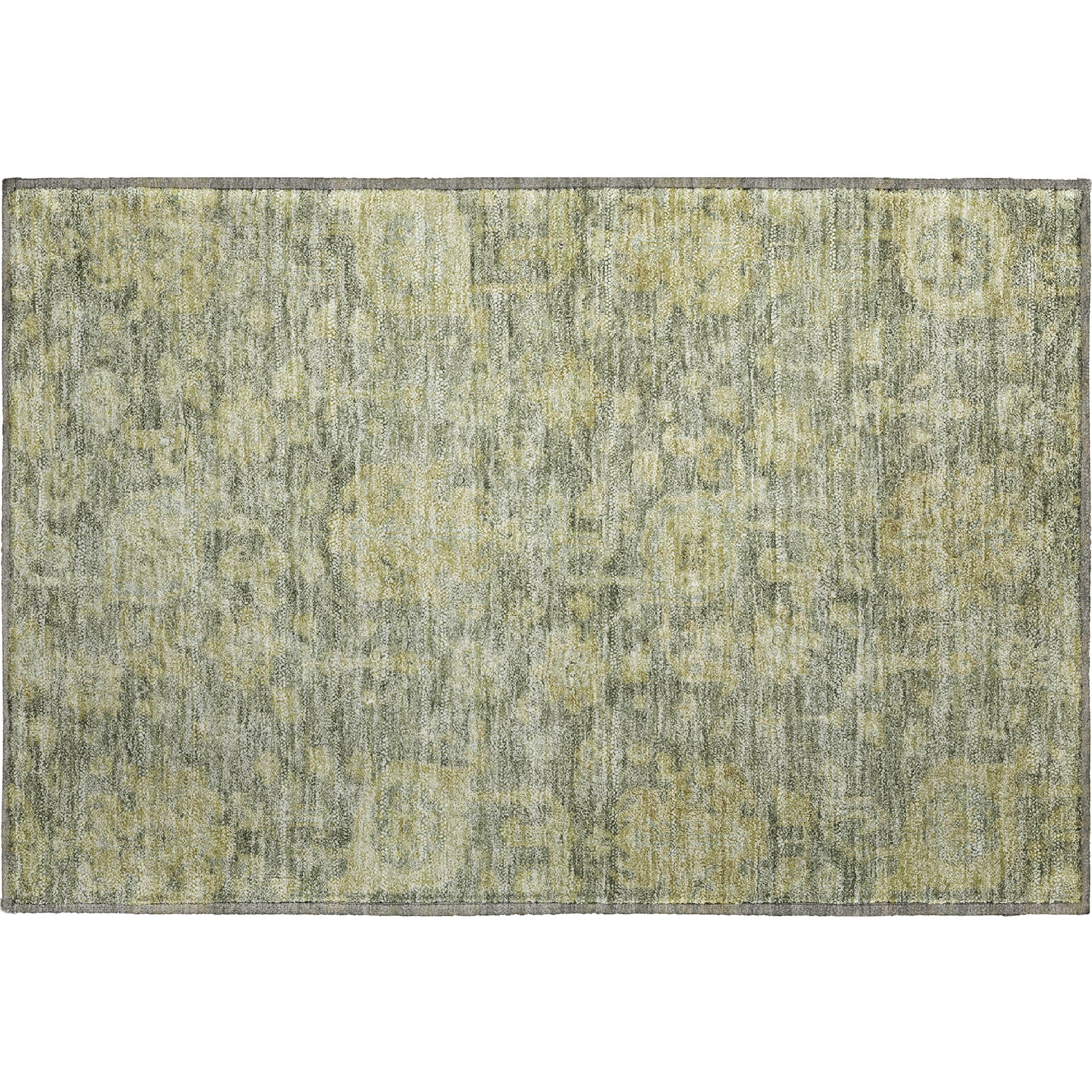 Kotor Machine Washable Traditional Sage Green Rug 1'8" x 2'6" #shape_Rectangle