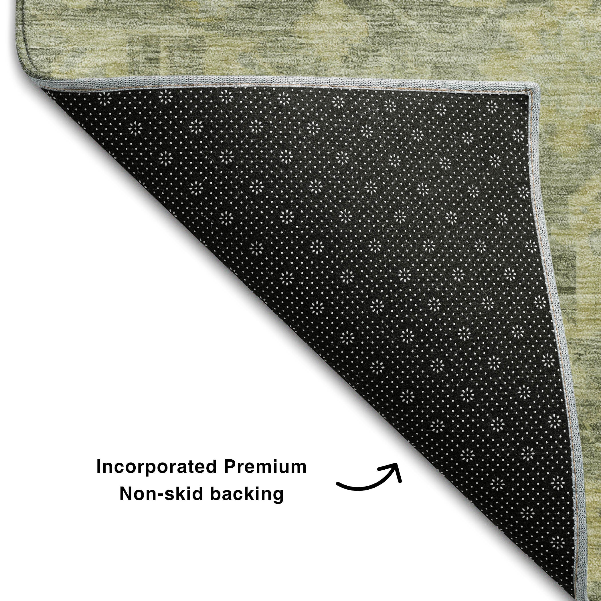 Kotor Machine Washable Traditional Sage Green Rug 1'8" x 2'6" #shape_Rectangle