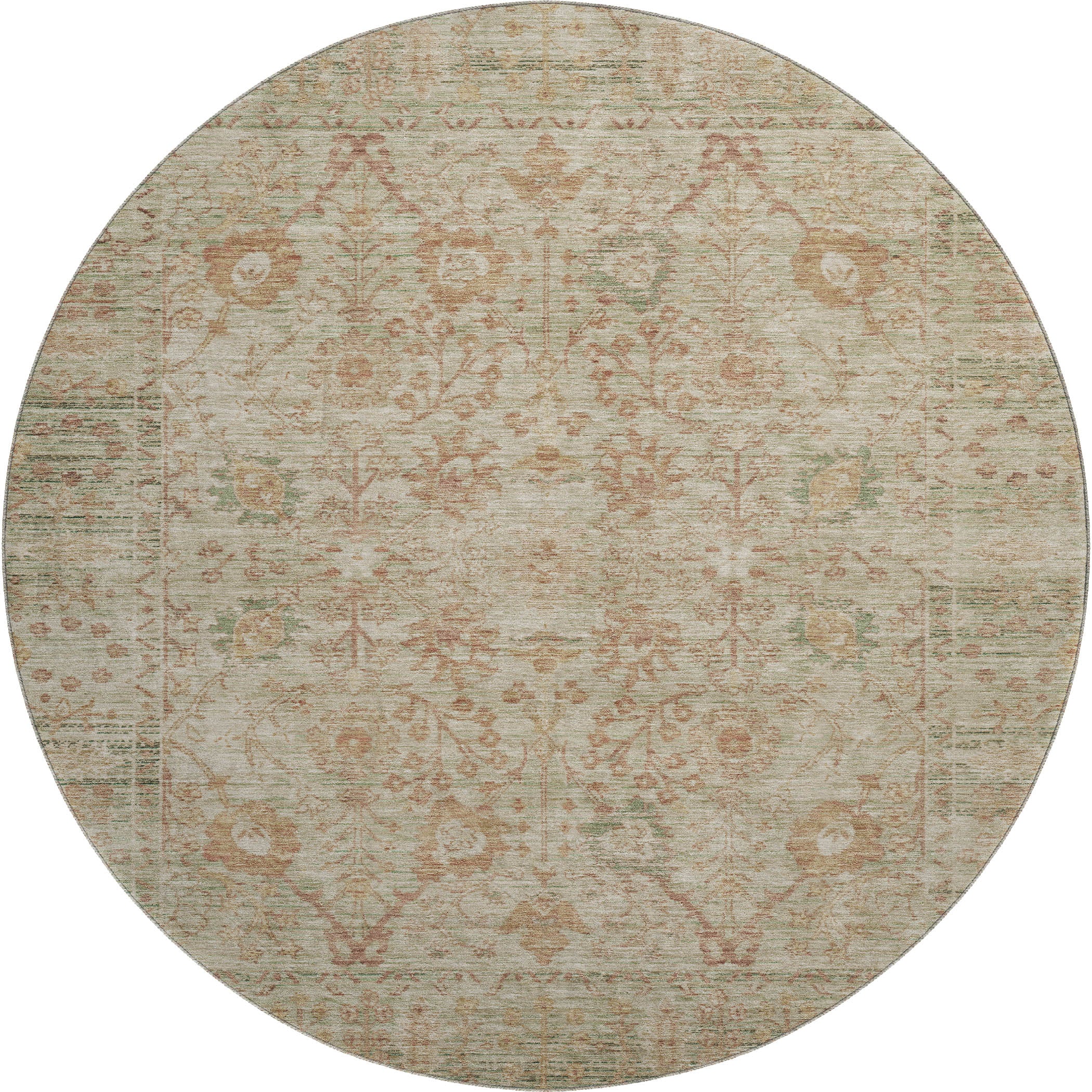 Marrakech Machine Washable Traditional Beige Brown Rug 8' x 8' #shape_Round