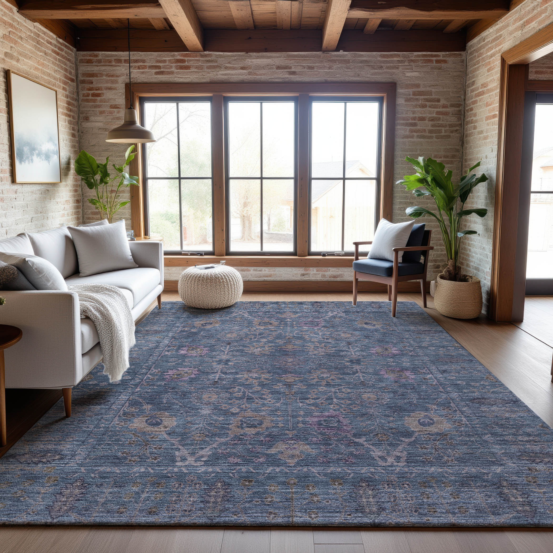 Marrakech Machine Washable Traditional Blue Rug 2'6" x 3'10" #shape_Rectangle