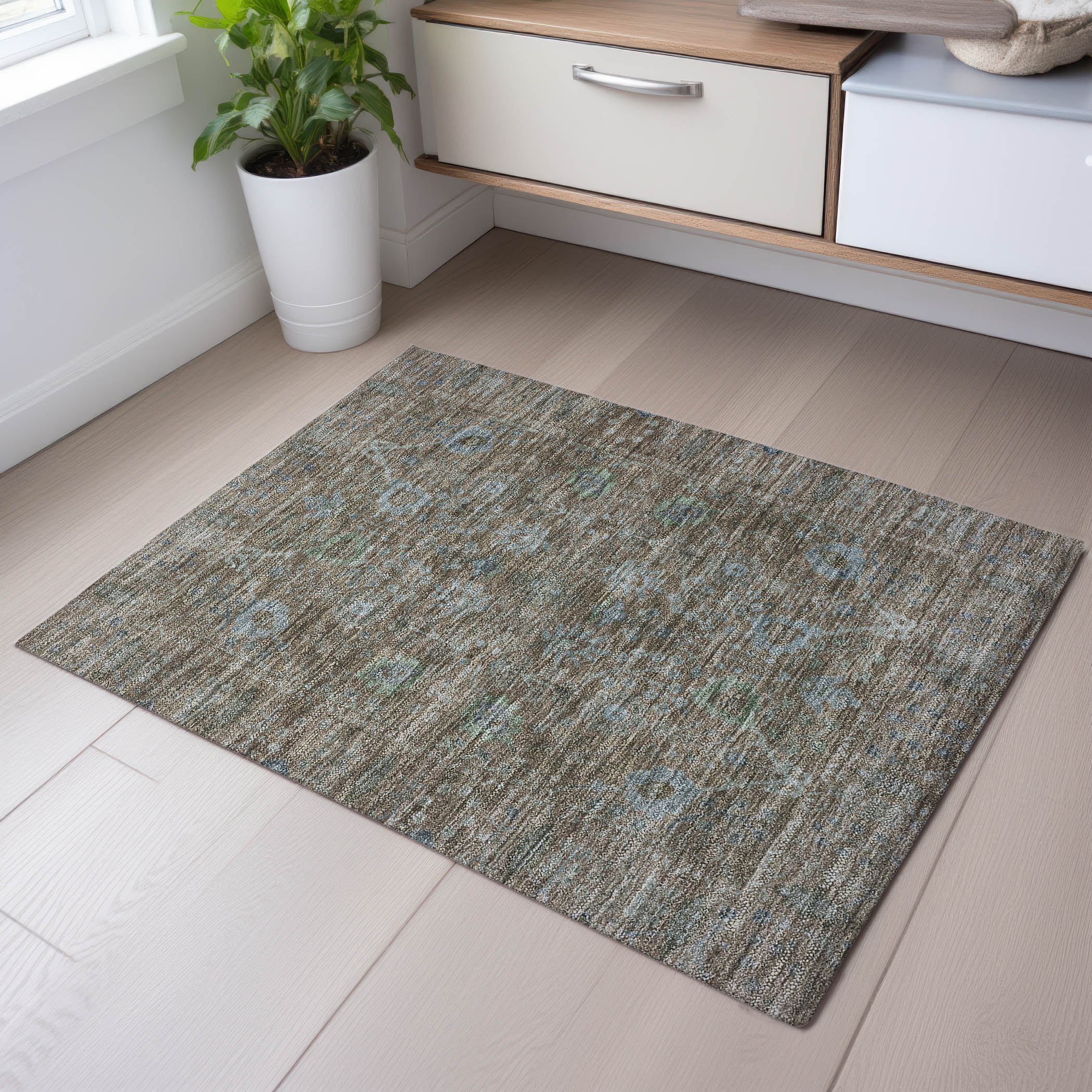 Marrakech Machine Washable Traditional Brown Rug 1'8" x 2'6" #shape_Rectangle