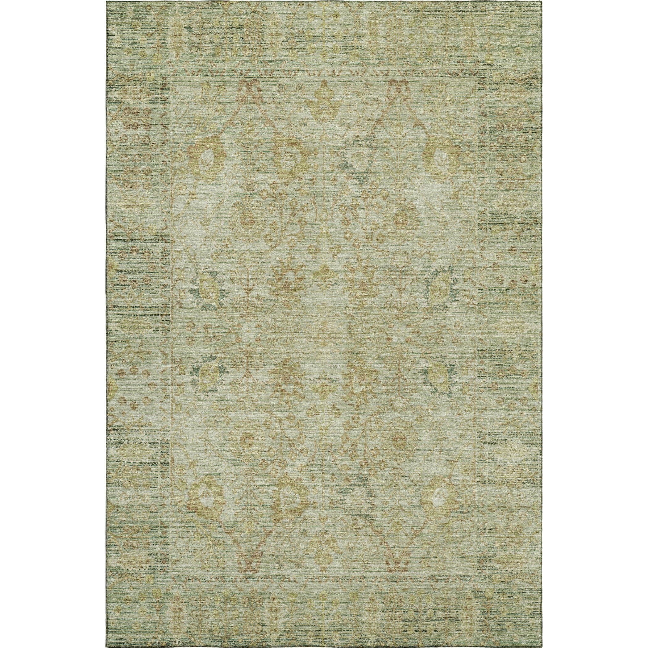 Marrakech Machine Washable Traditional Sage Green Rug 2'6" x 3'10" #shape_Rectangle