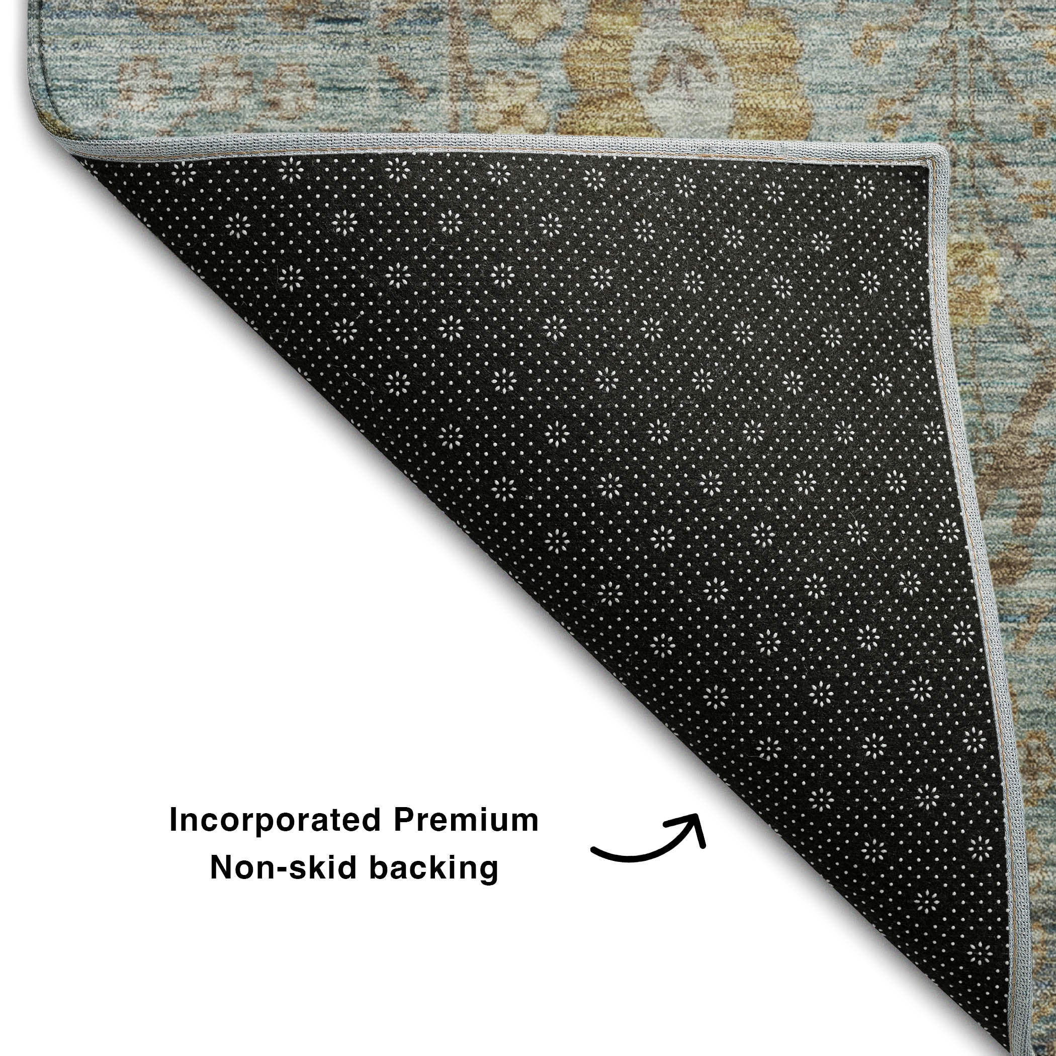 Marrakech Machine Washable Traditional Teal Rug 1'8" x 2'6" #shape_Rectangle