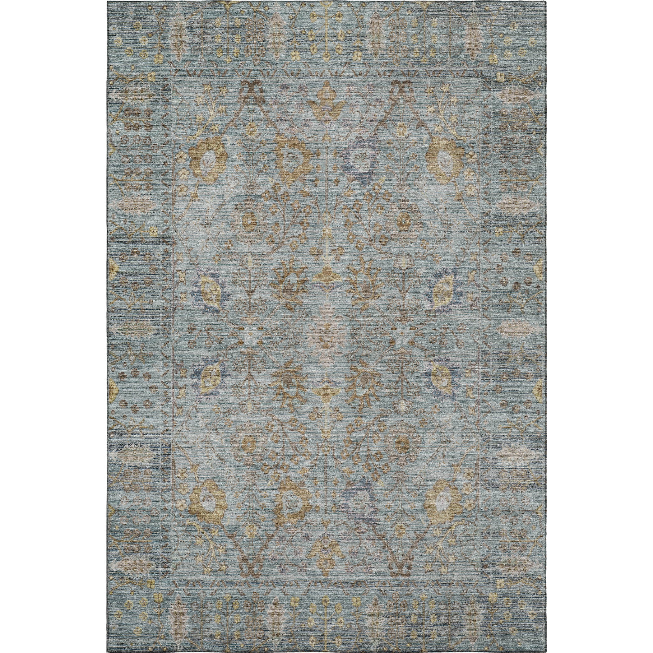 Marrakech Machine Washable Traditional Teal Rug 2'6" x 3'10" #shape_Rectangle