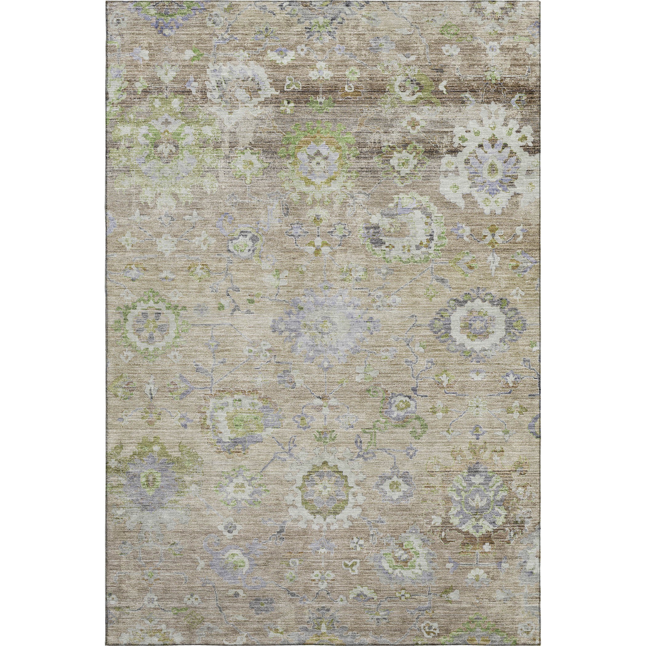 Prague Machine Washable Traditional Beige Brown Rug 2'6" x 3'10" #shape_Rectangle