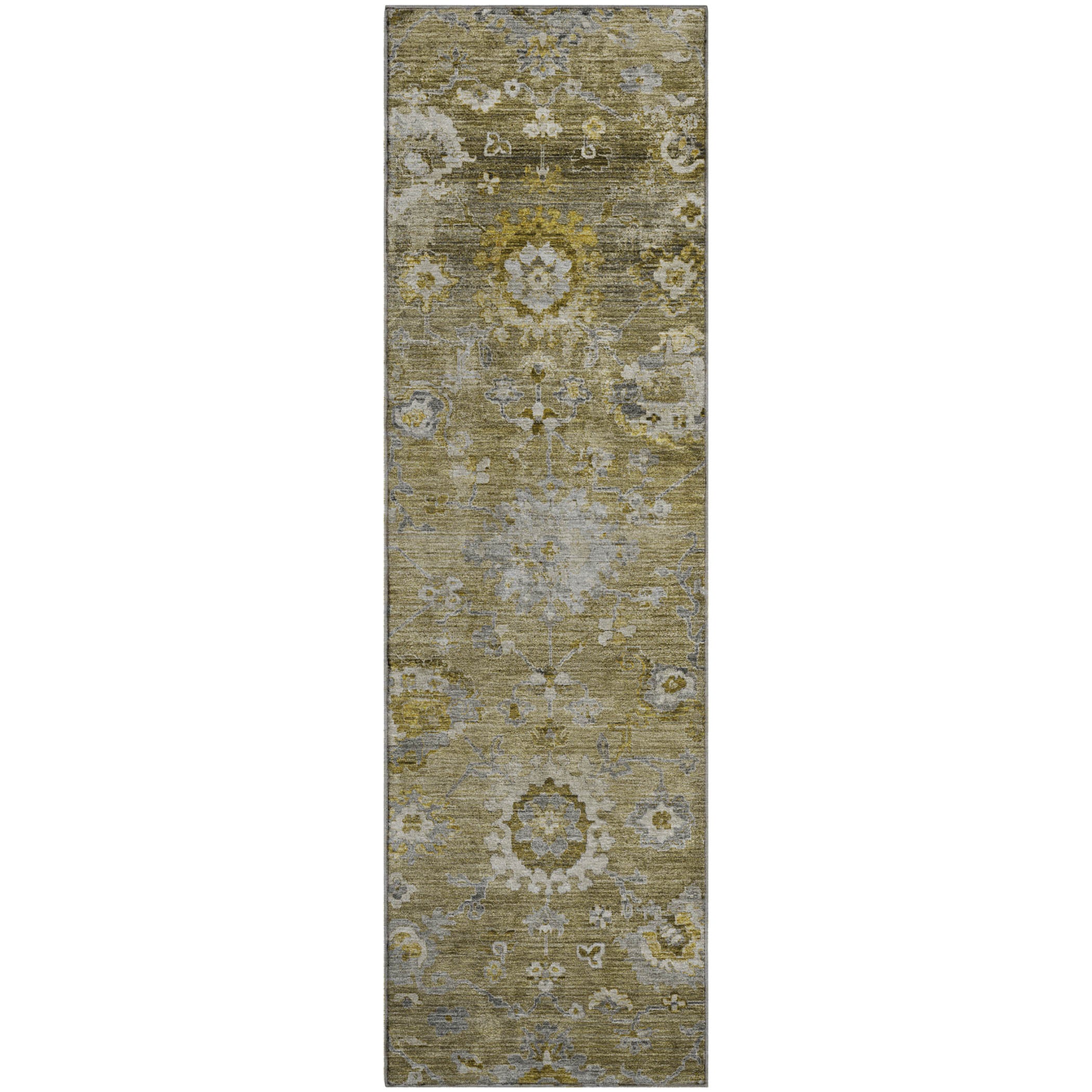 Prague Machine Washable Traditional Brown Rug 2'3" x 7'6" #shape_Runner