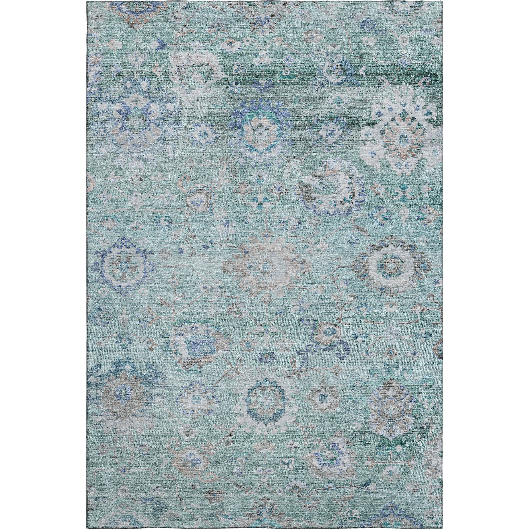 Prague Machine Washable Traditional Seafoam Blue Rug 2'6" x 3'10" #shape_Rectangle