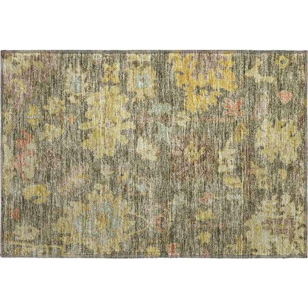 Dubrovnik Machine Washable Traditional Aloe Green Rug 1'8" x 2'6"