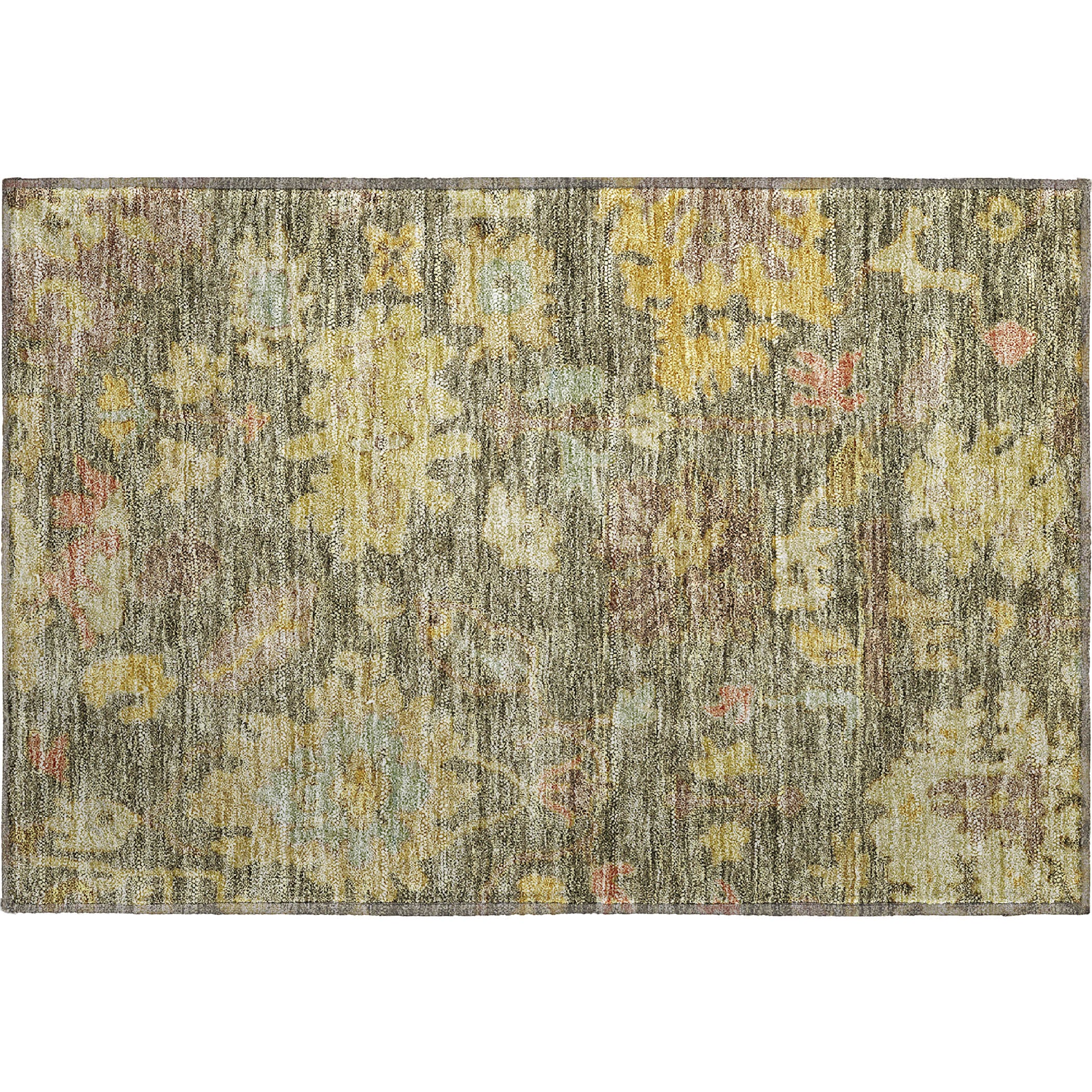 Dubrovnik Machine Washable Traditional Aloe Green Rug 1'8" x 2'6" #shape_Rectangle