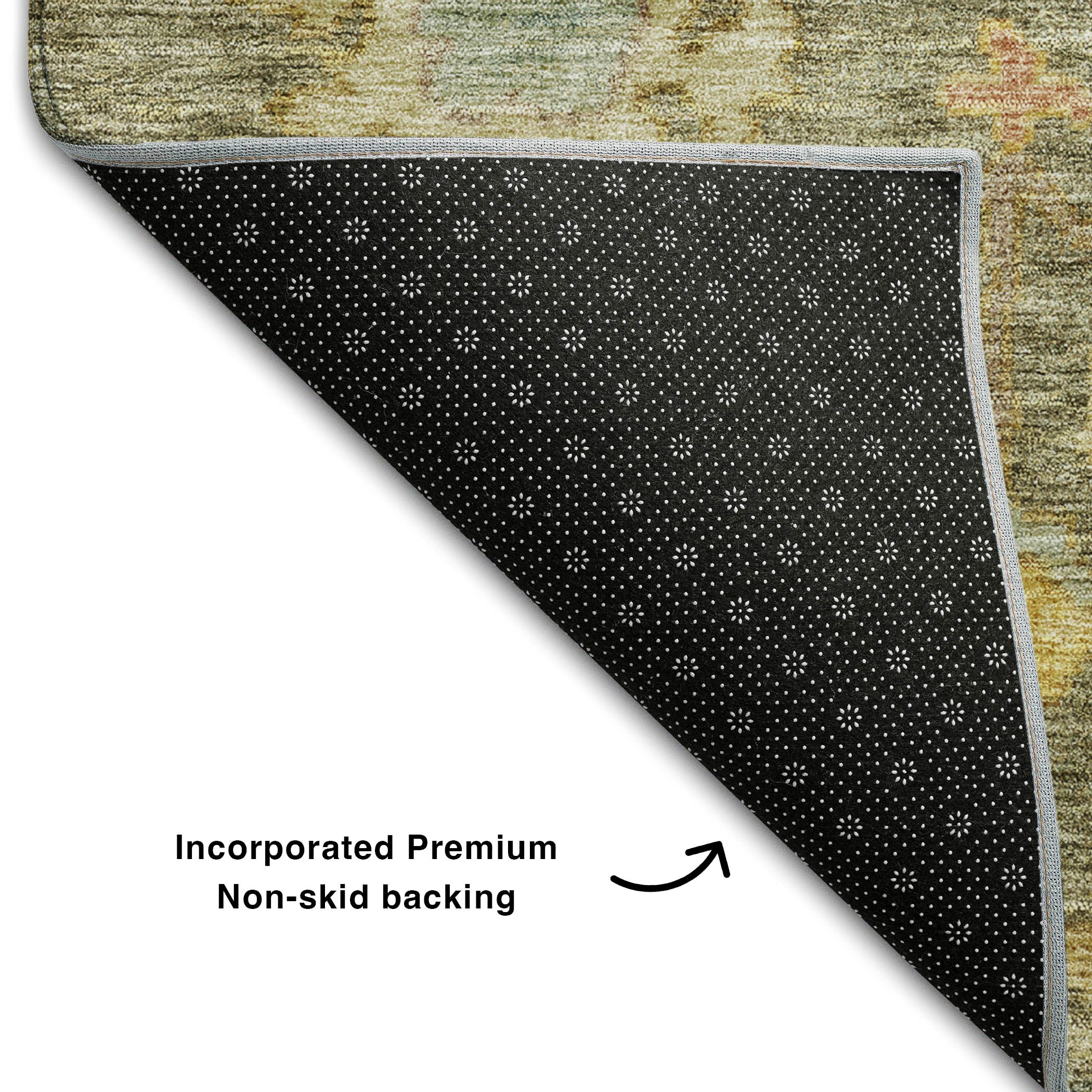 Dubrovnik Machine Washable Traditional Aloe Green Rug 1'8" x 2'6" #shape_Rectangle