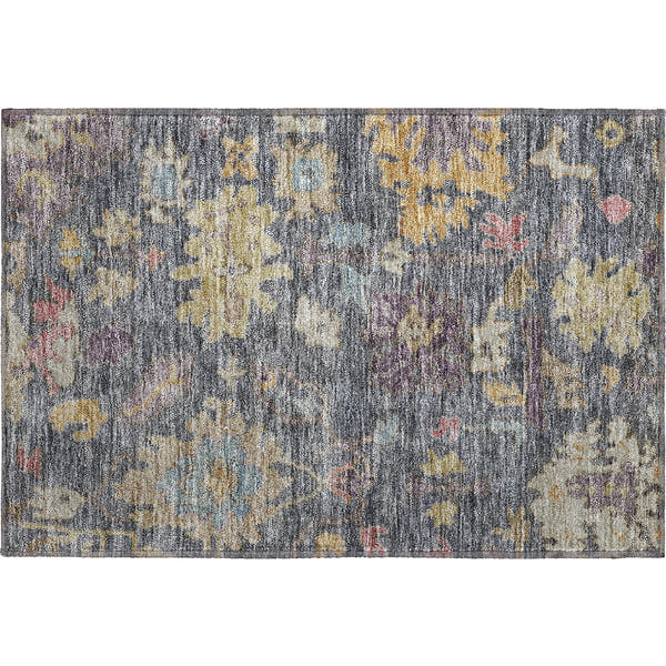 Dubrovnik Machine Washable Traditional Blue Rug 1'8" x 2'6"
