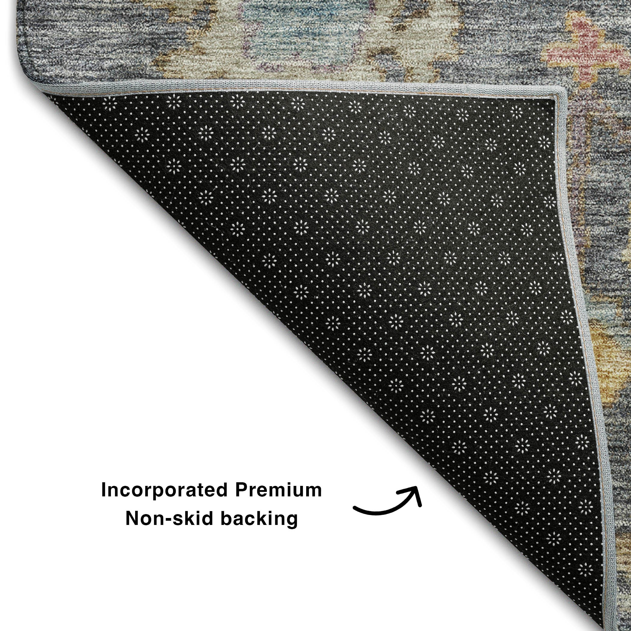 Dubrovnik Machine Washable Traditional Blue Rug 1'8" x 2'6" #shape_Rectangle