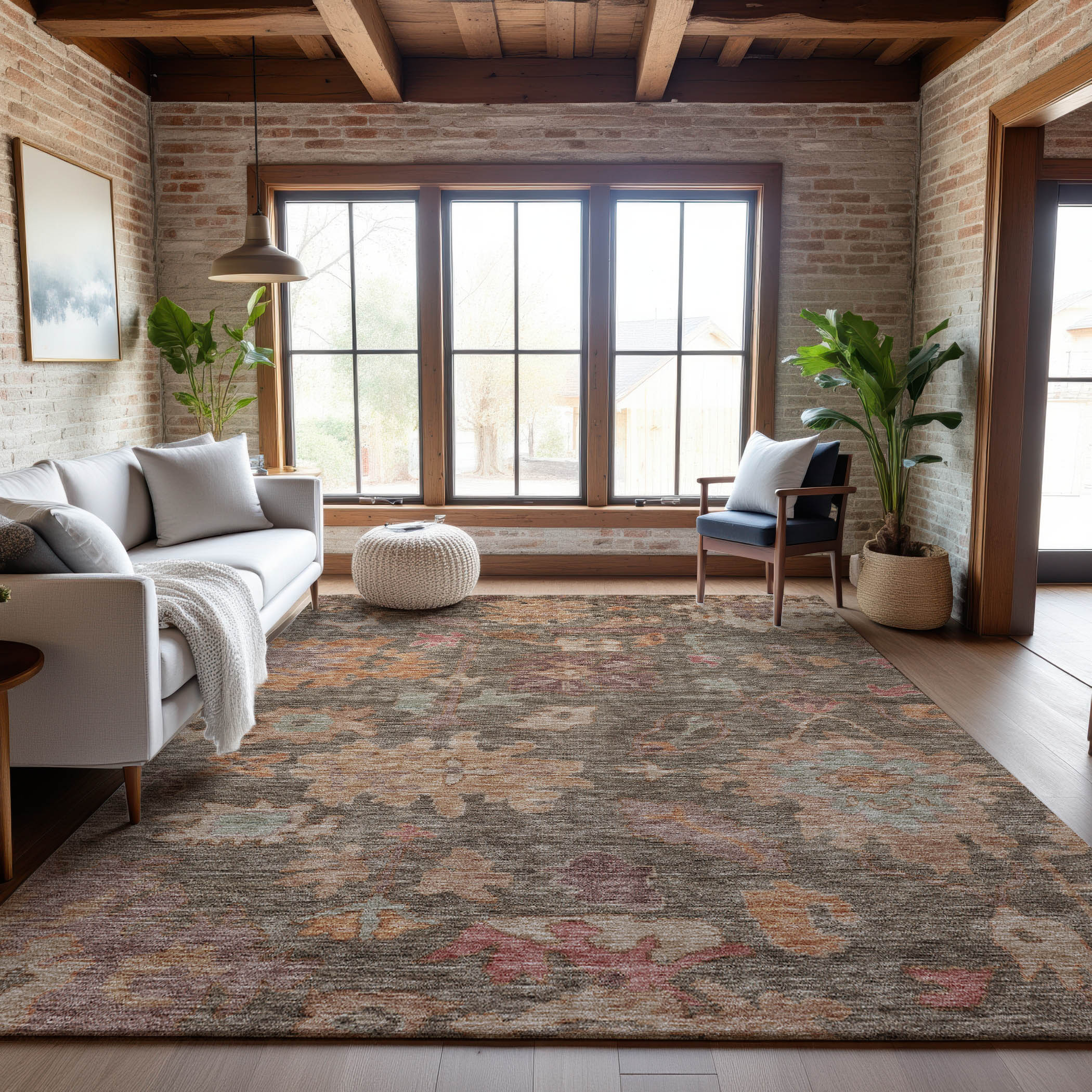 Dubrovnik Machine Washable Traditional Brown Rug 2'6" x 3'10" #shape_Rectangle