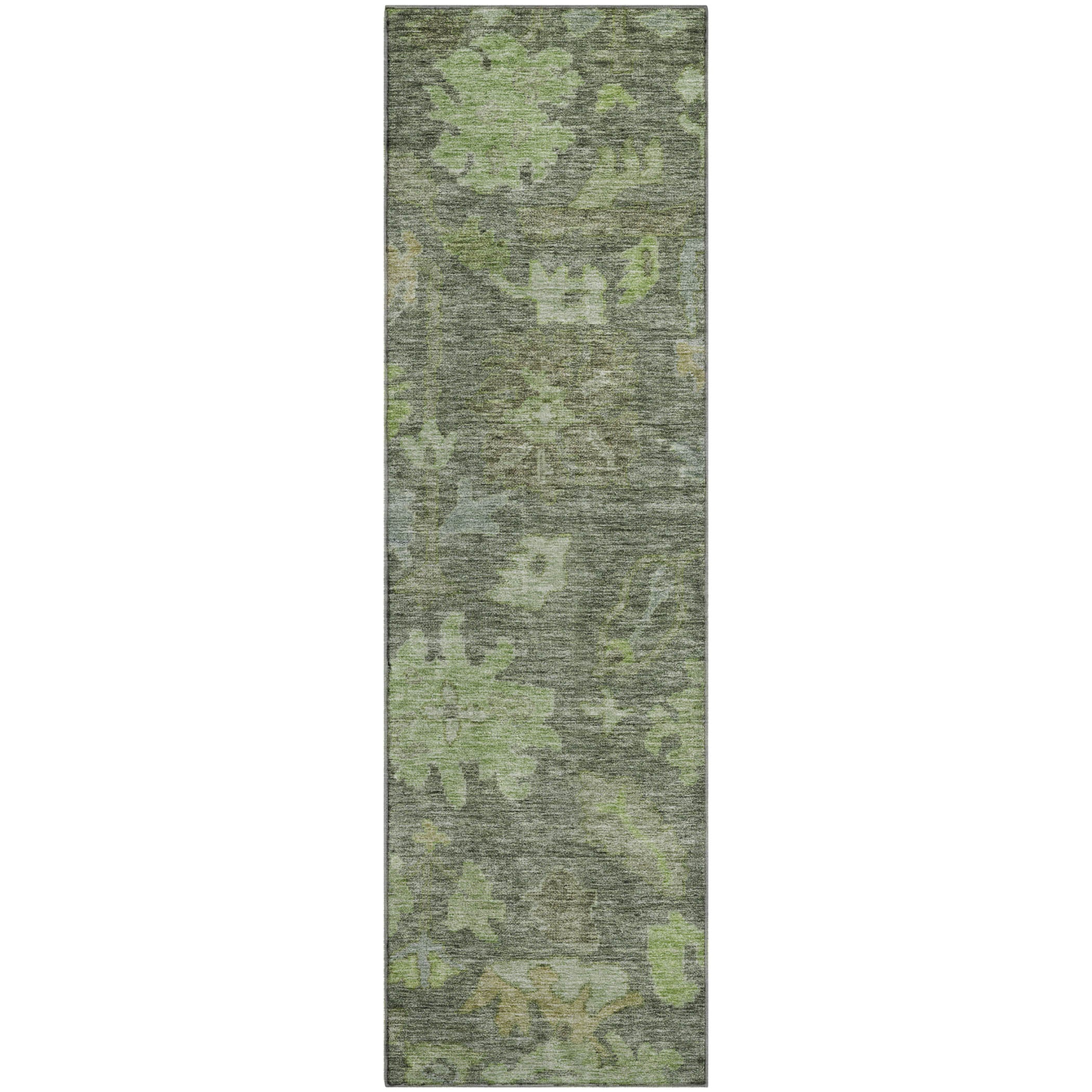 Dubrovnik Machine Washable Traditional Fern Green Rug 2'3" x 7'6" #shape_Runner