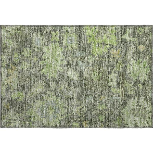 Dubrovnik Machine Washable Traditional Fern Green Rug 1'8" x 2'6"