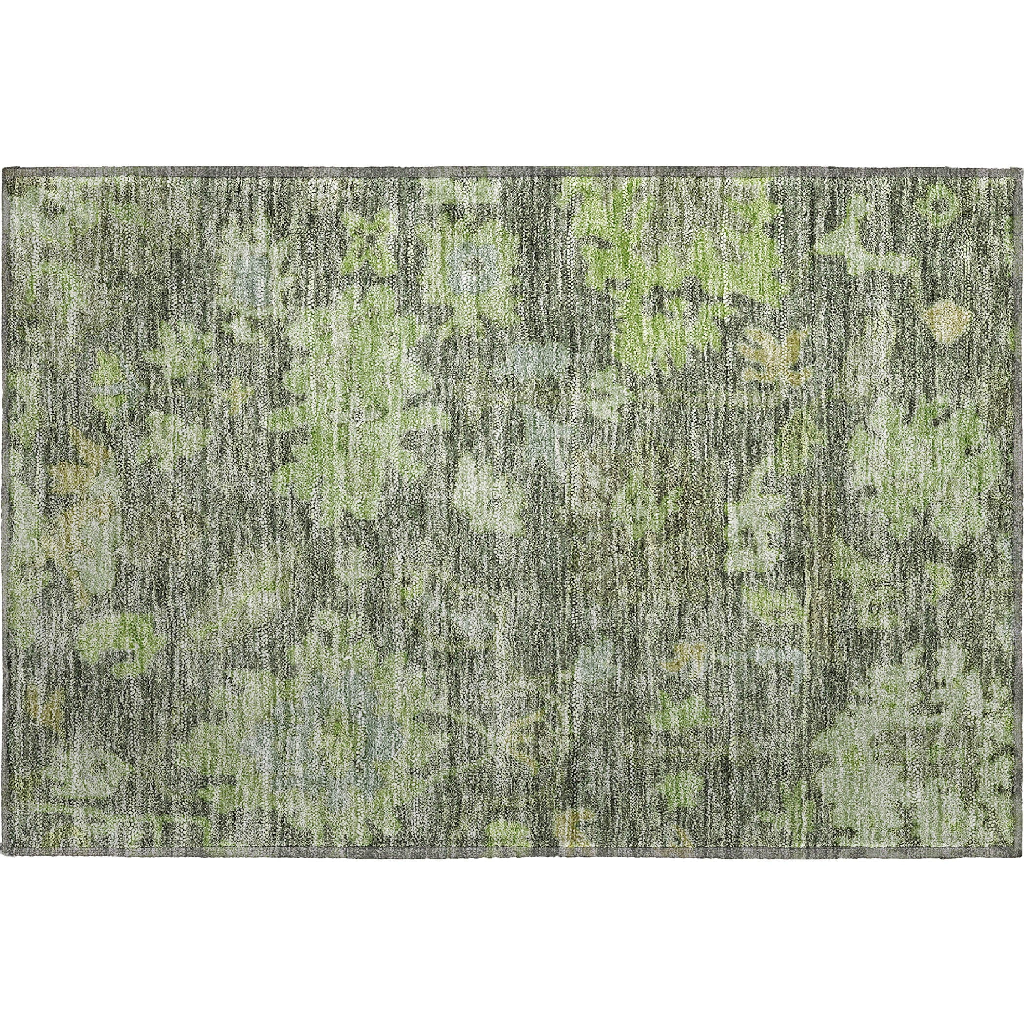 Dubrovnik Machine Washable Traditional Fern Green Rug 1'8" x 2'6" #shape_Rectangle