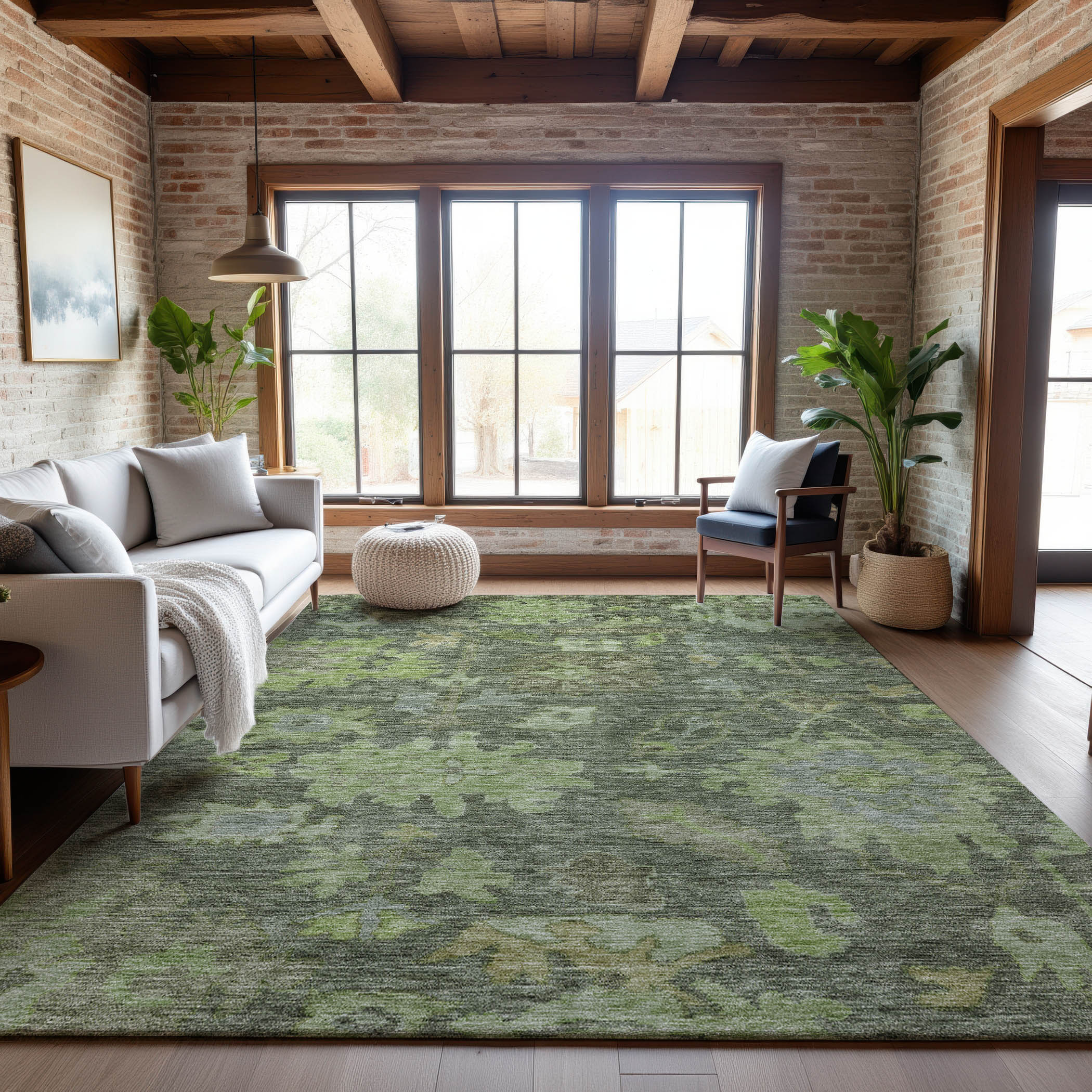 Dubrovnik Machine Washable Traditional Fern Green Rug 2'6" x 3'10" #shape_Rectangle