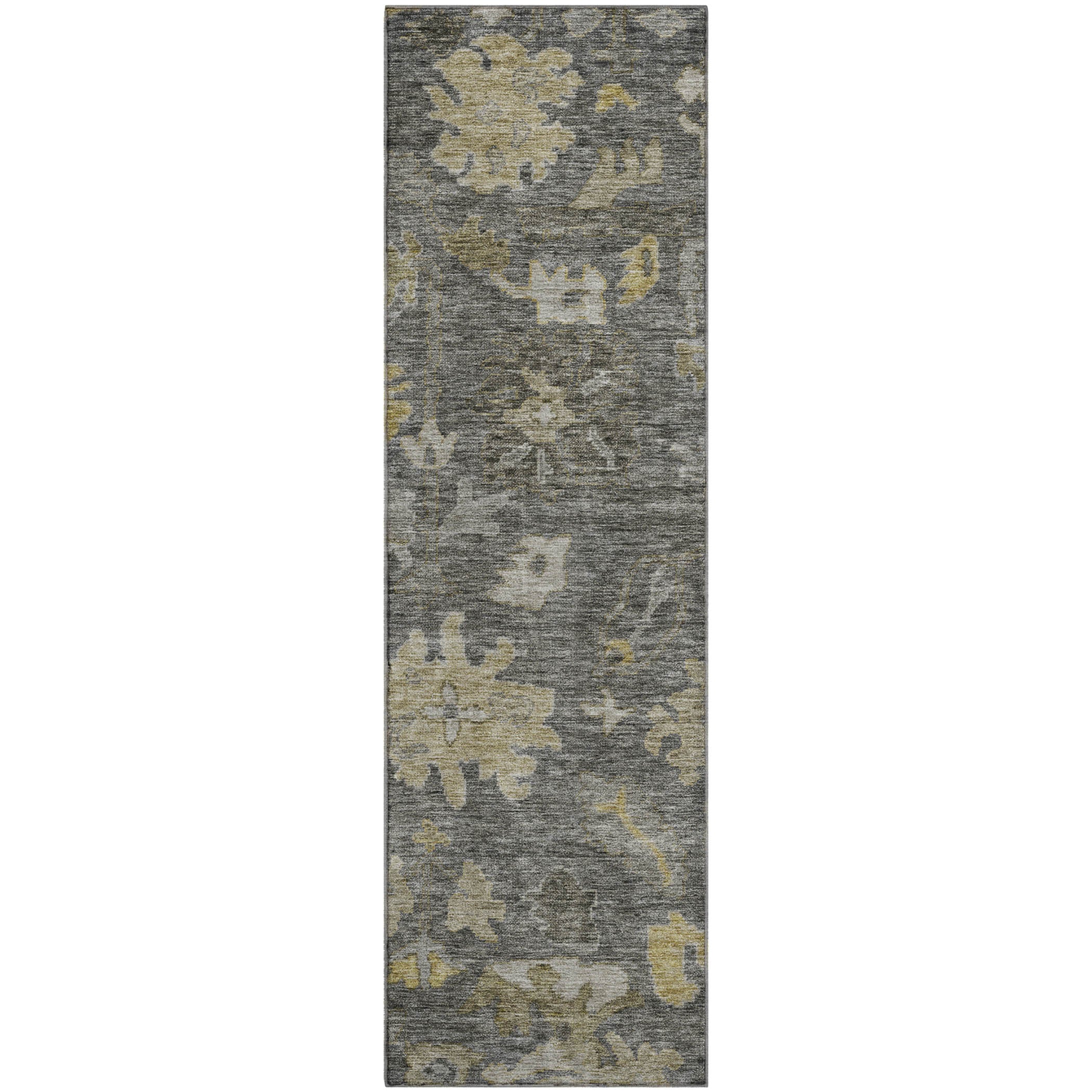 Dubrovnik Machine Washable Traditional Gray Rug 2'3" x 7'6" #shape_Runner
