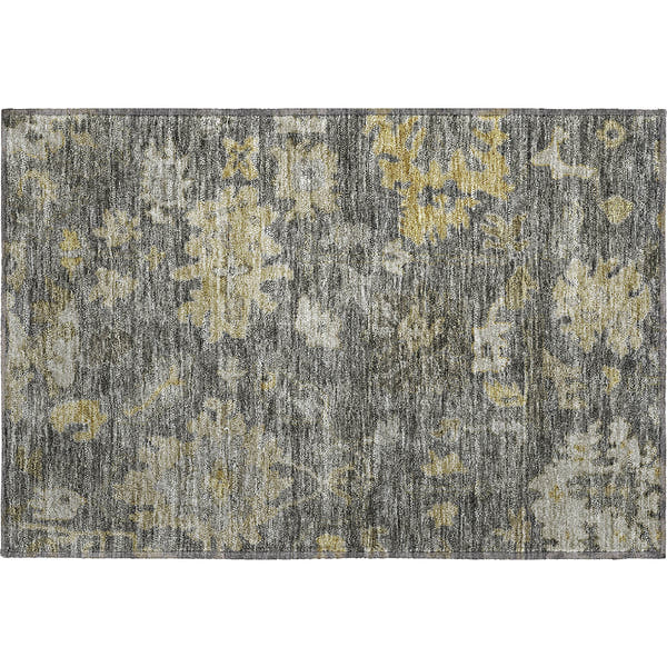 Dubrovnik Machine Washable Traditional Gray Rug 1'8" x 2'6"