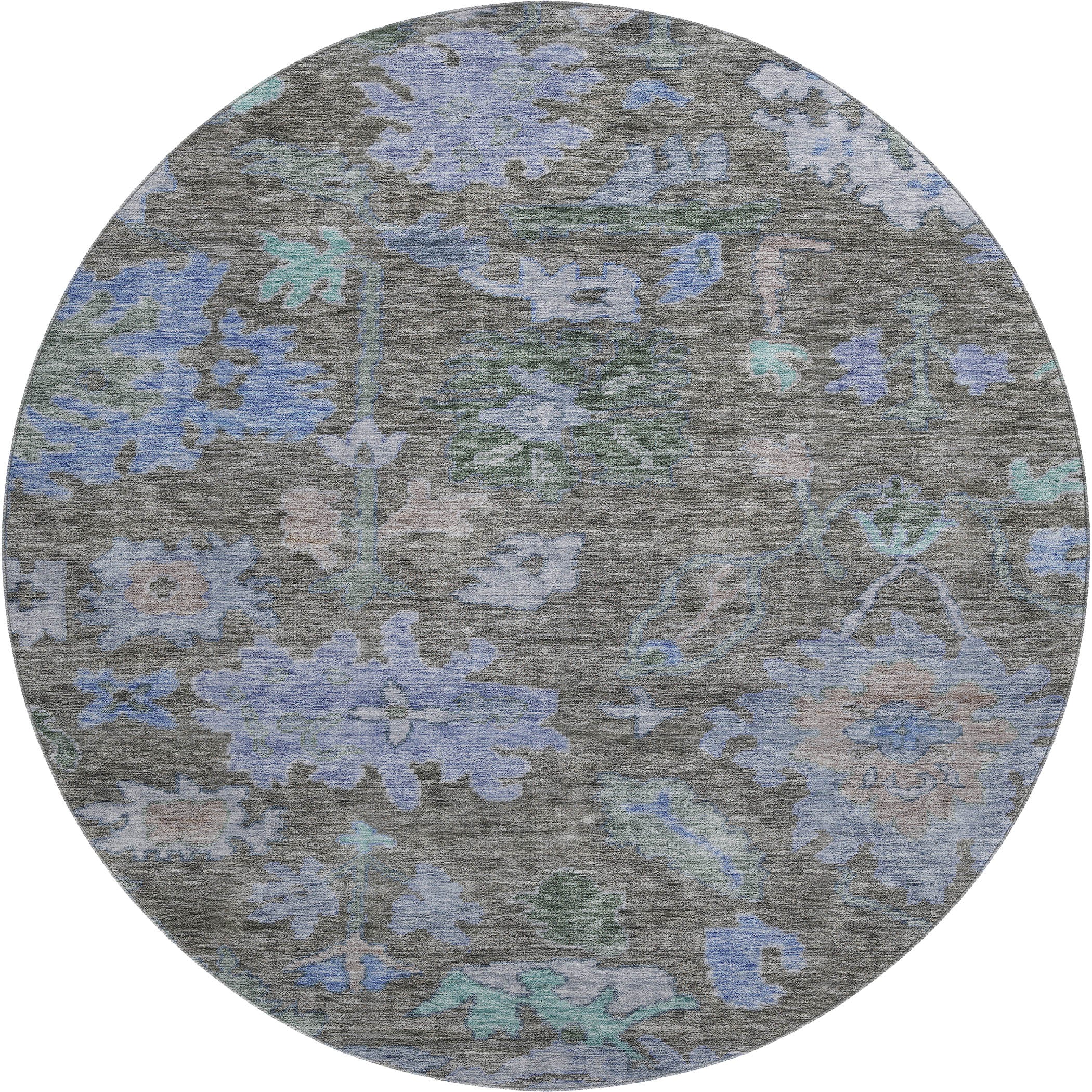 Dubrovnik Machine Washable Traditional Taupe Brown Rug 8' x 8' #shape_Round