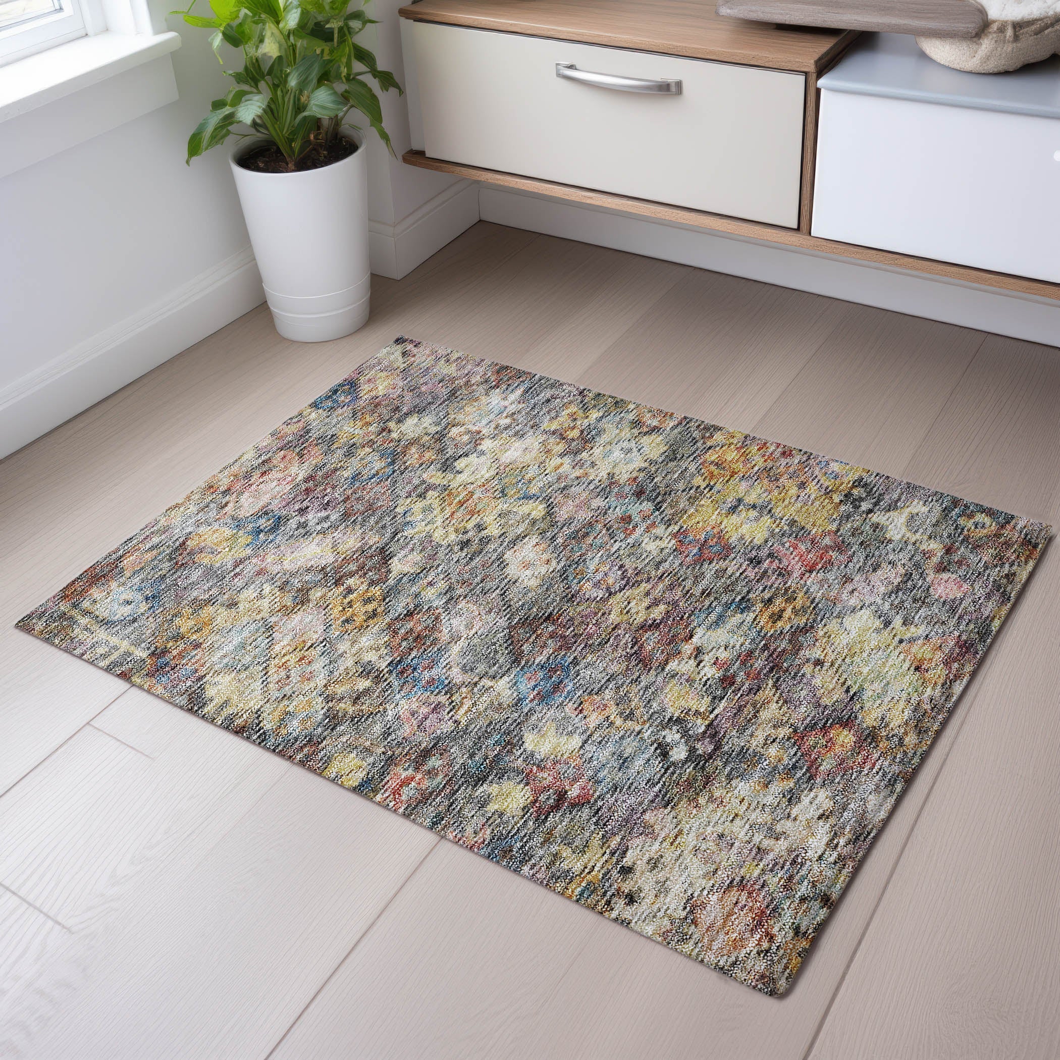 Mostar Machine Washable Traditional Gold Rug 1'8" x 2'6" #shape_Rectangle