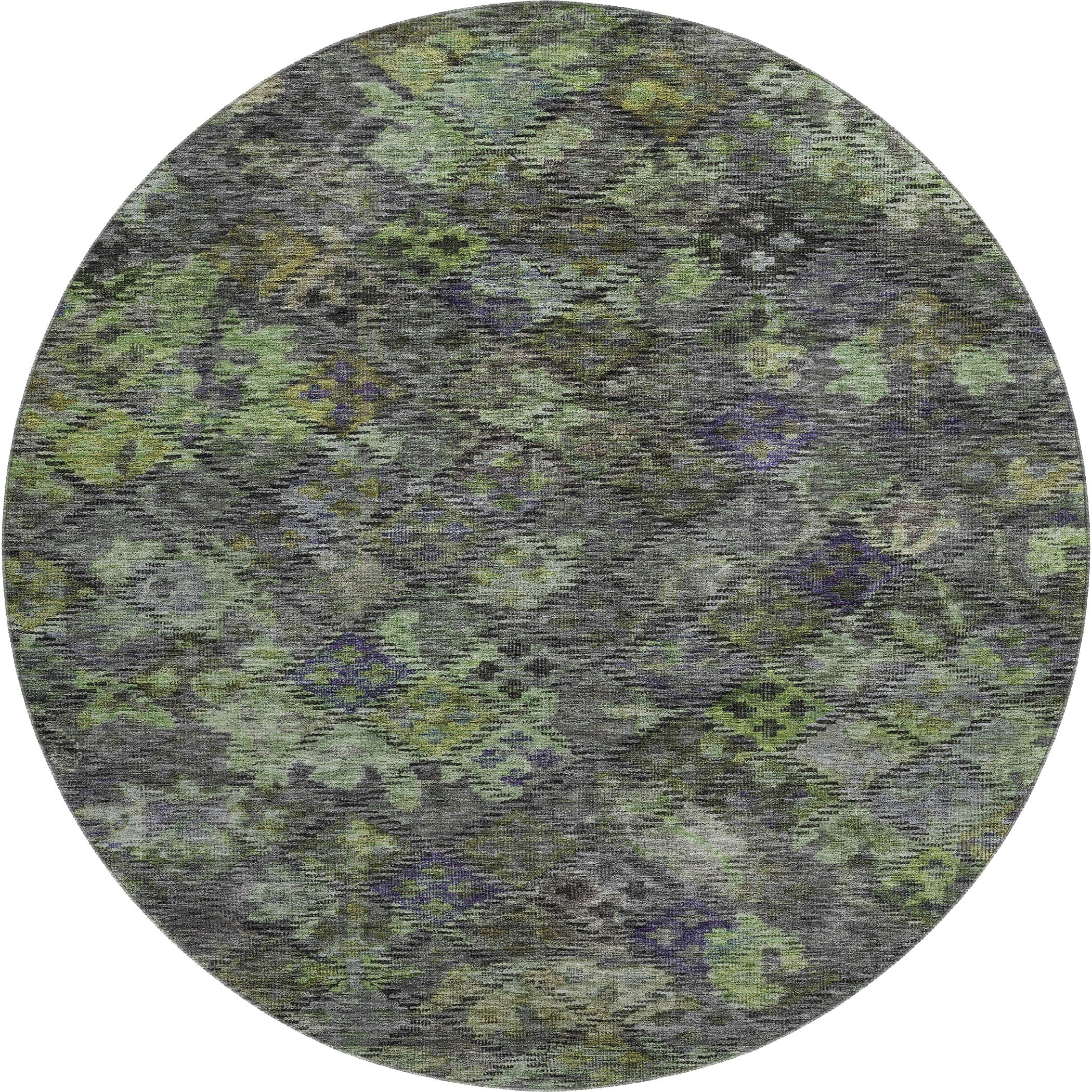 Mostar Machine Washable Traditional Green Rug 8' x 8' #shape_Round