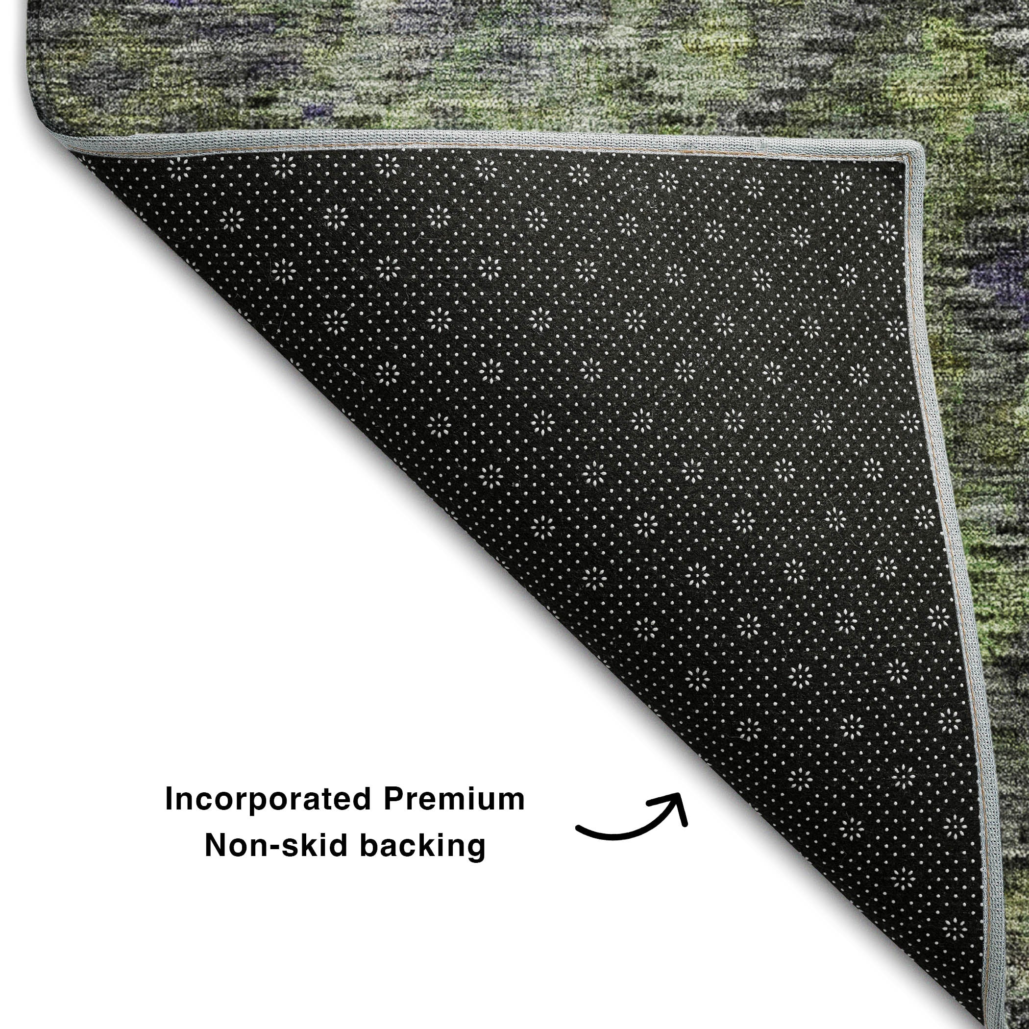 Mostar Machine Washable Traditional Green Rug 1'8" x 2'6" #shape_Rectangle