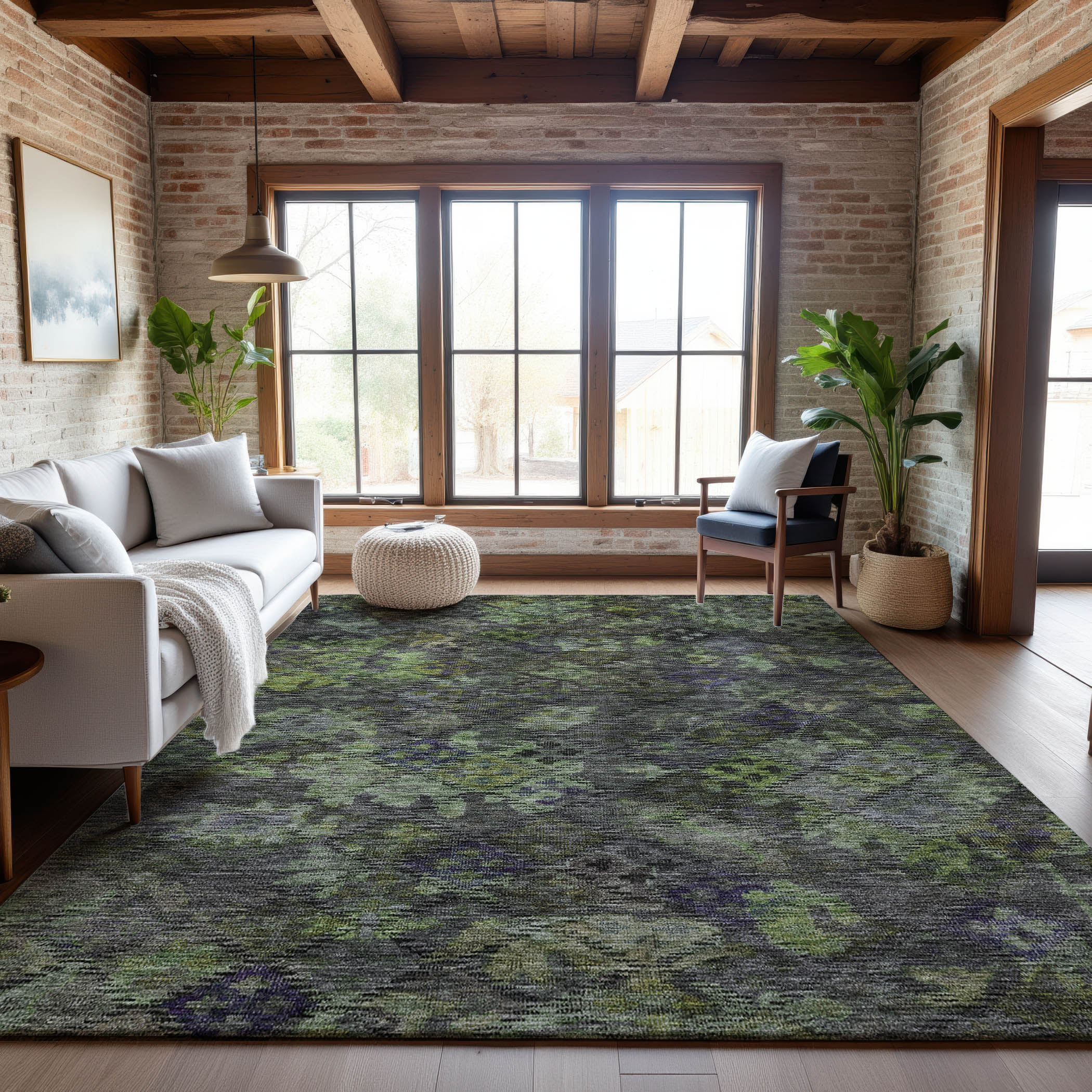 Mostar Machine Washable Traditional Green Rug 2'6" x 3'10" #shape_Rectangle