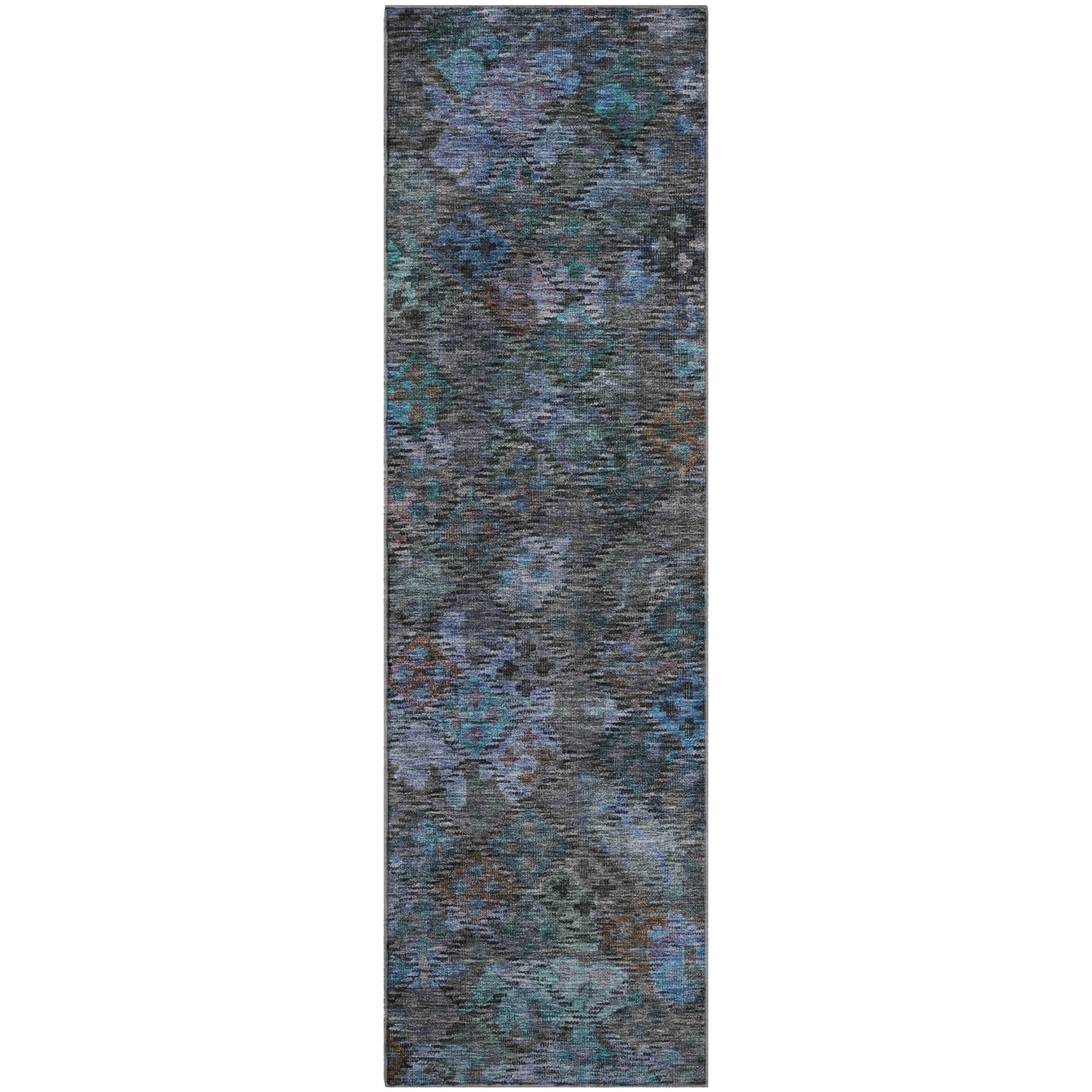 Mostar Machine Washable Traditional Teal Rug 2'3" x 7'6" #shape_Runner