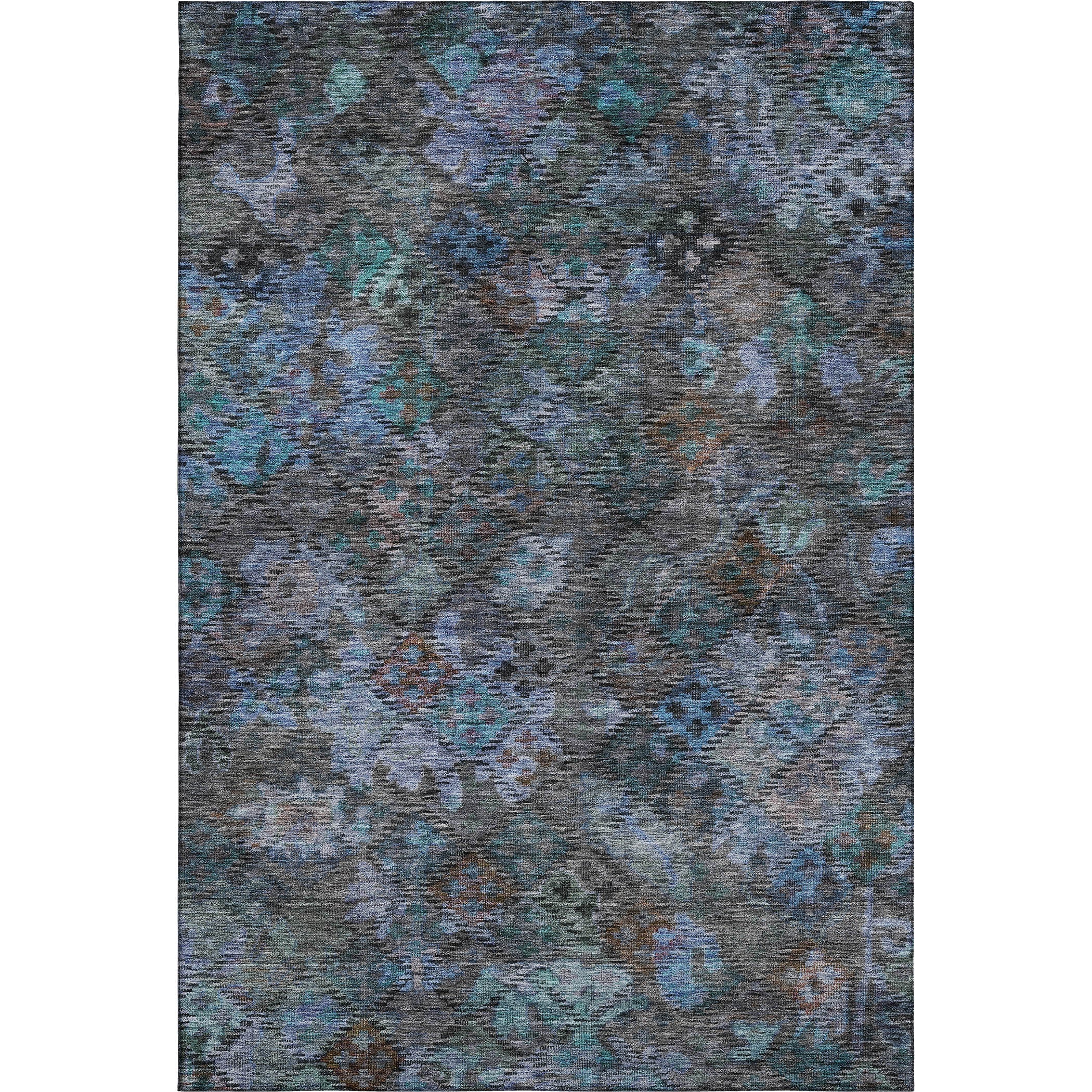 Mostar Machine Washable Traditional Teal Rug 2'6" x 3'10" #shape_Rectangle