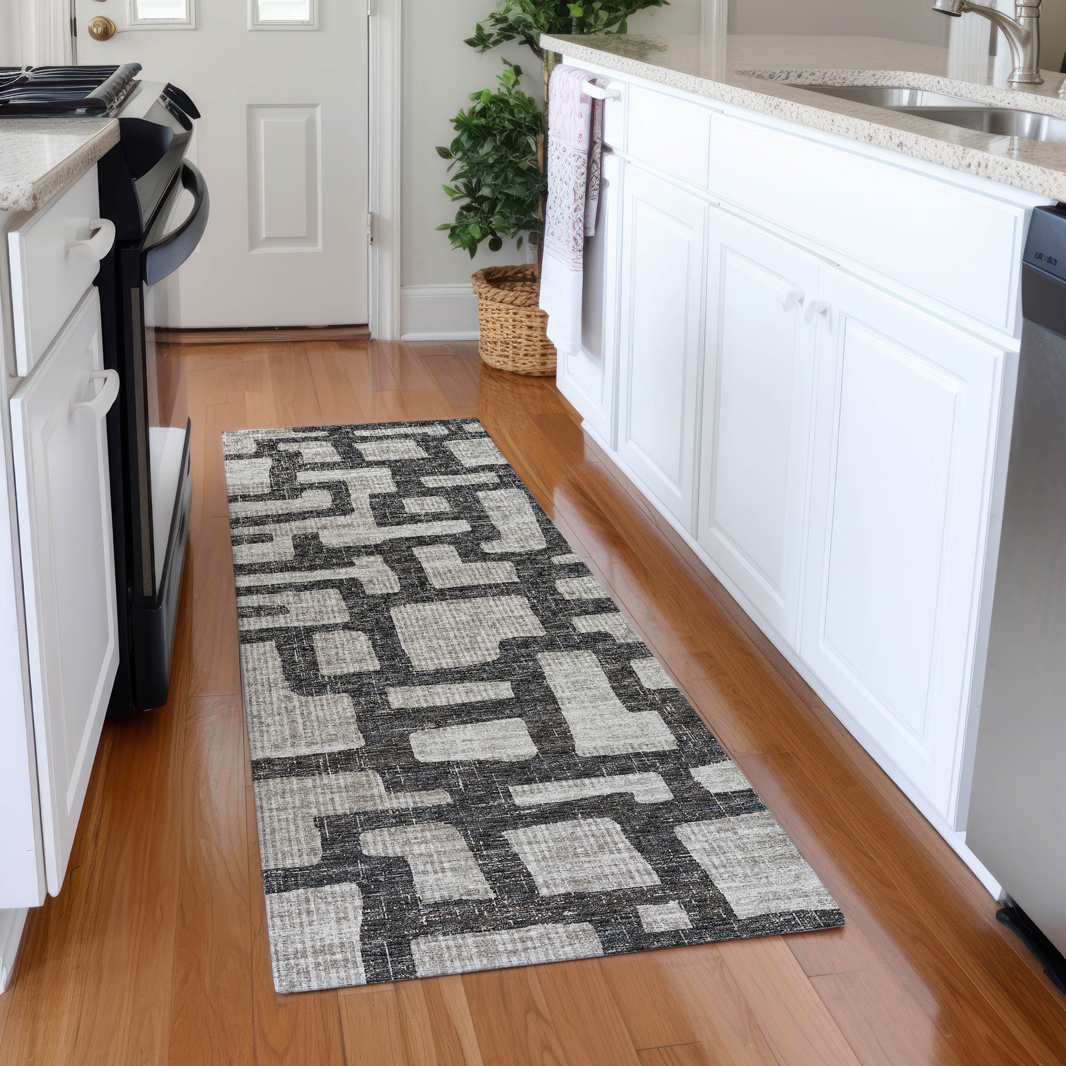 Nairobi Machine Washable Transitional Gray Rug 2'3" x 7'6" #shape_Runner