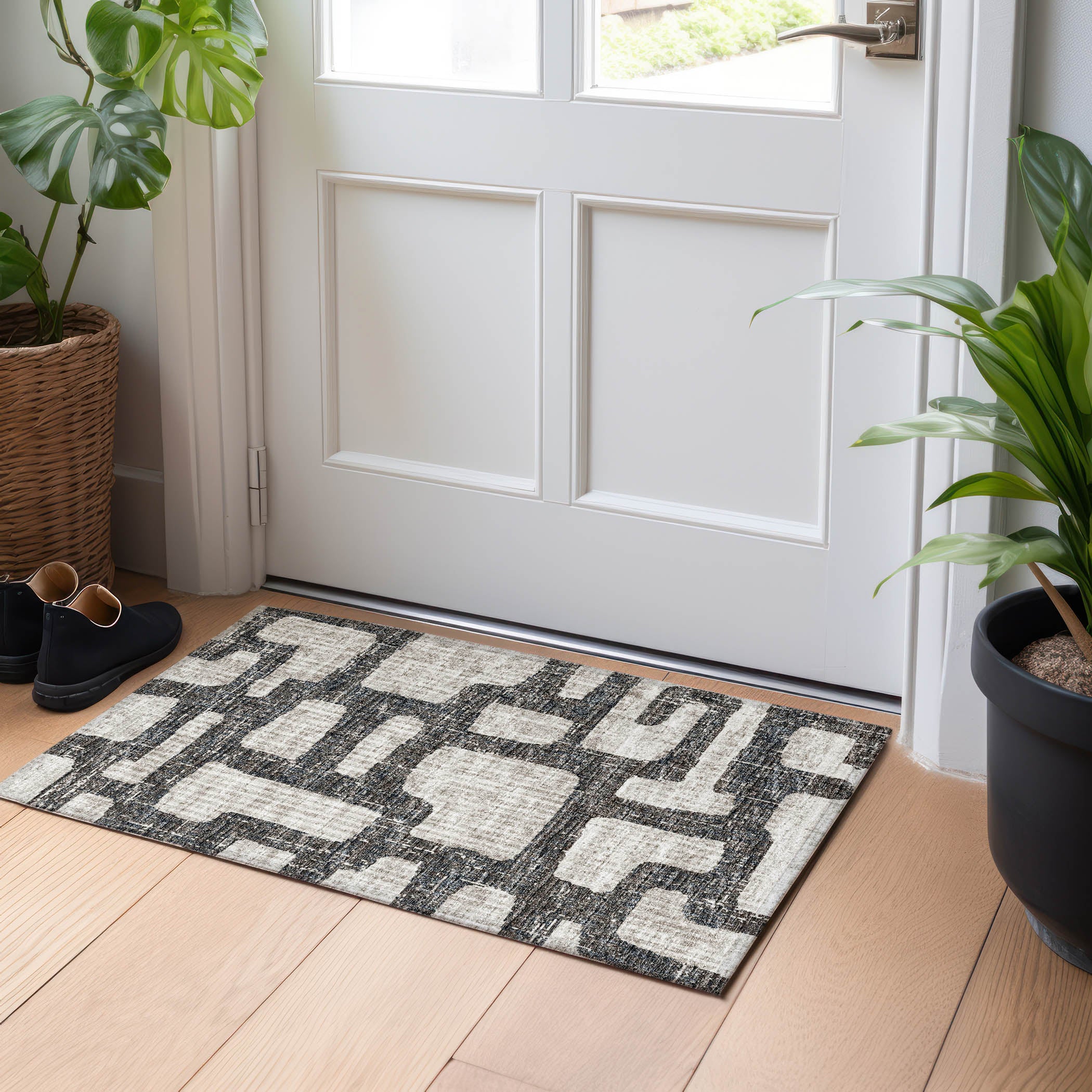 Nairobi Machine Washable Transitional Gray Rug 1'8" x 2'6" #shape_Rectangle