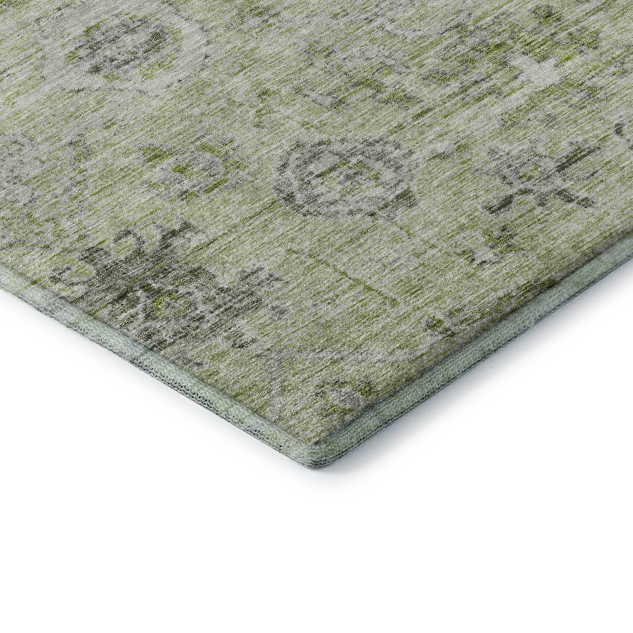 Bogota Machine Washable Traditional Aloe Green Rug 1'8" x 2'6" #shape_Rectangle