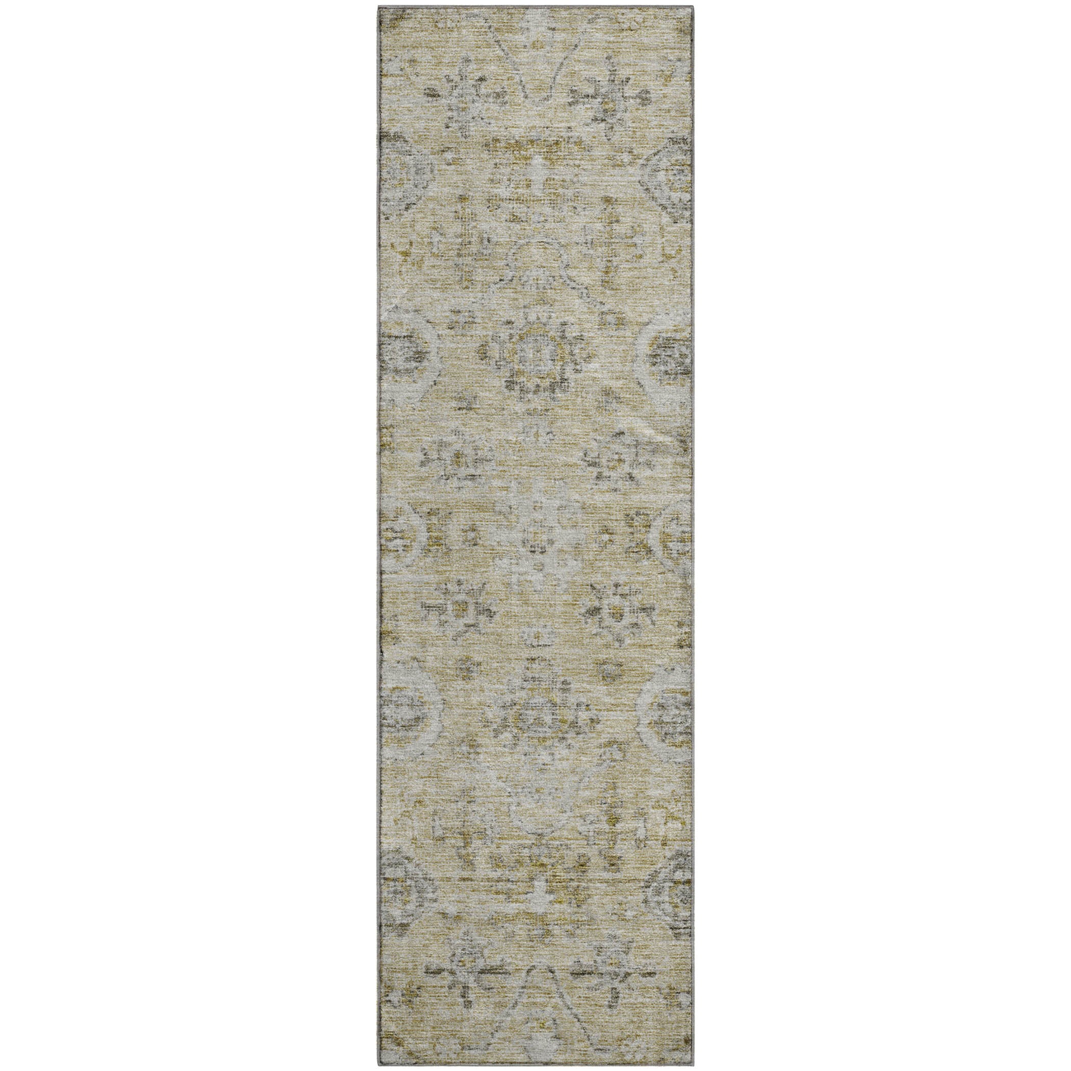 Bogota Machine Washable Traditional Beige Brown Rug 2'3" x 7'6" #shape_Runner