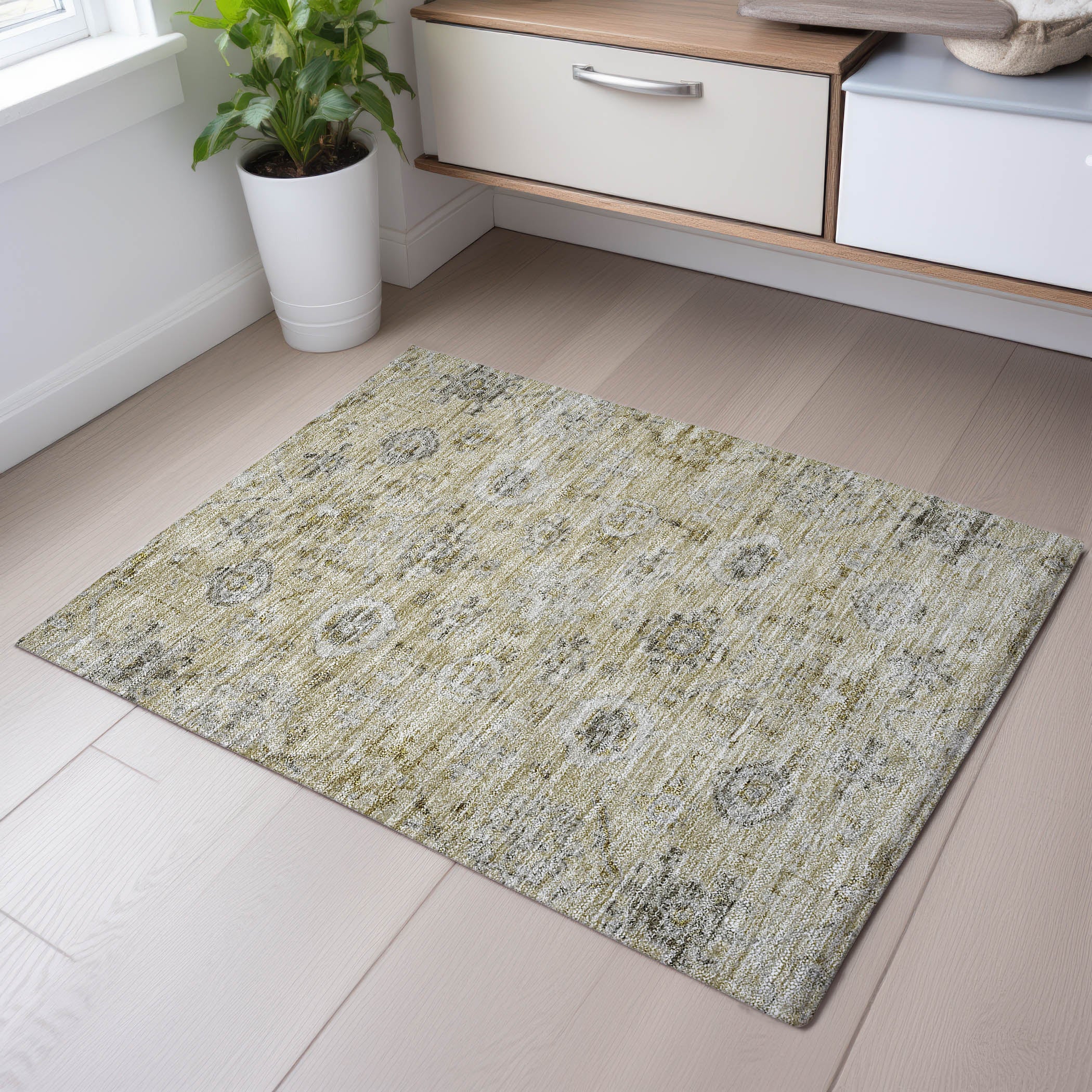 Bogota Machine Washable Traditional Beige Brown Rug 1'8" x 2'6" #shape_Rectangle