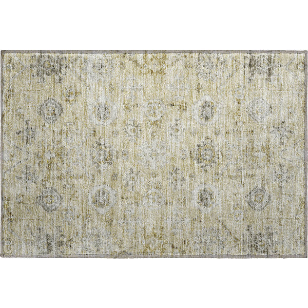Bogota Machine Washable Traditional Beige Brown Rug 1'8" x 2'6"