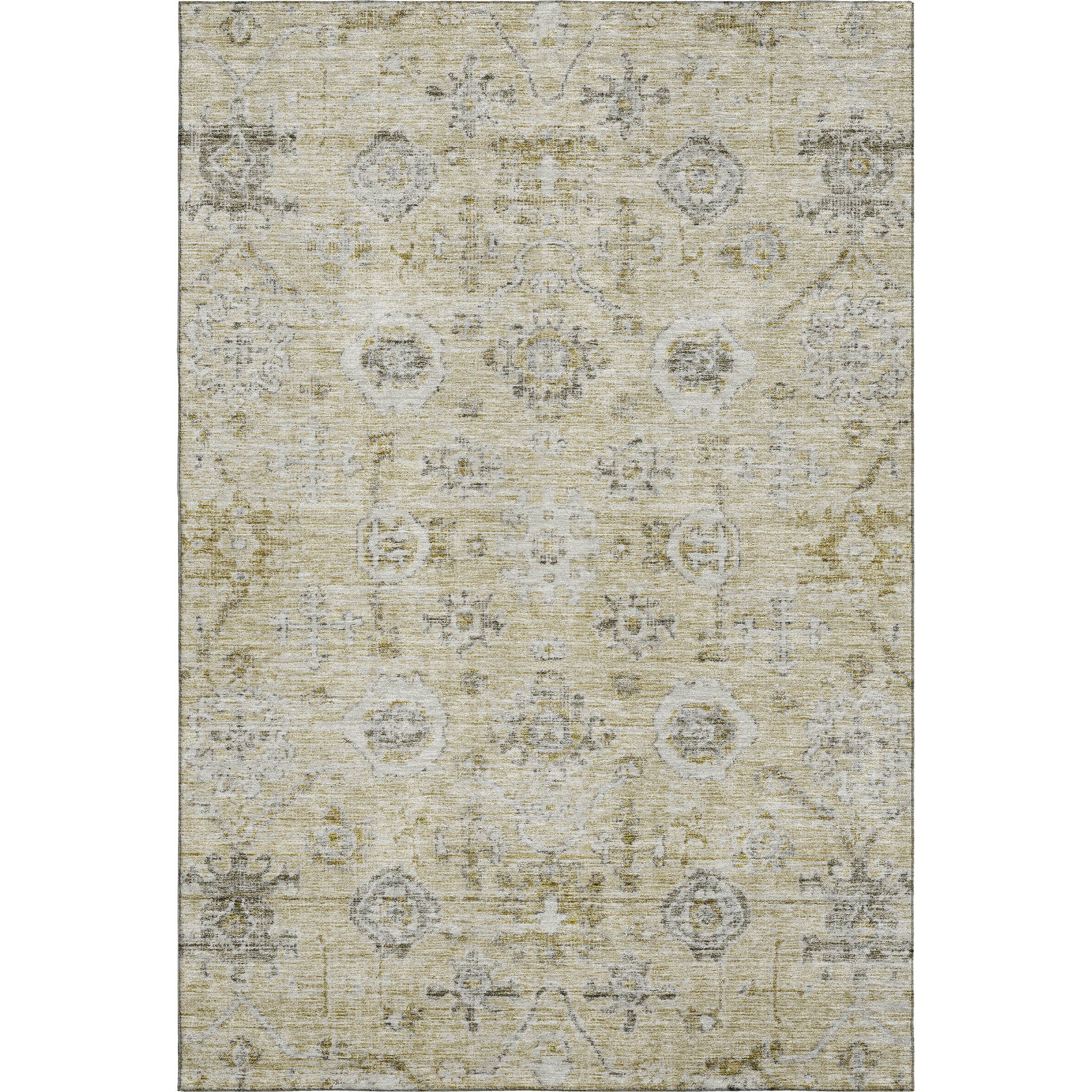 Bogota Machine Washable Traditional Beige Brown Rug 2'6" x 3'10" #shape_Rectangle