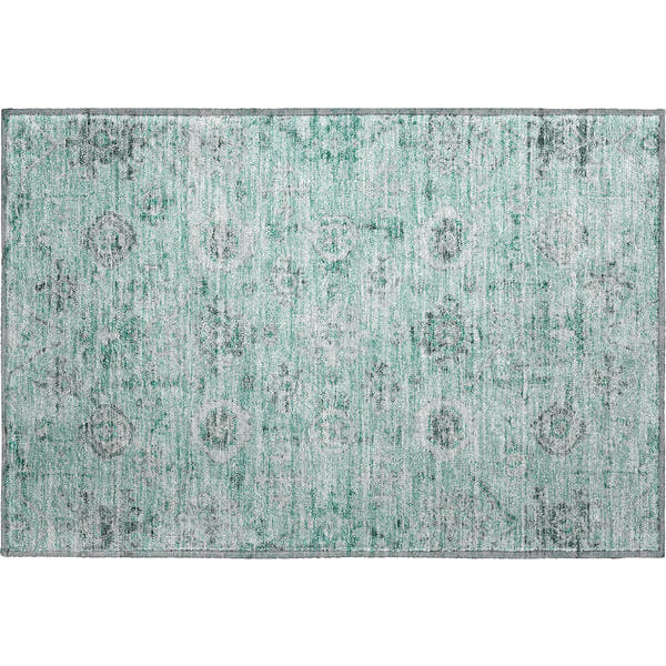 Bogota Machine Washable Traditional Teal Rug 1'8" x 2'6"