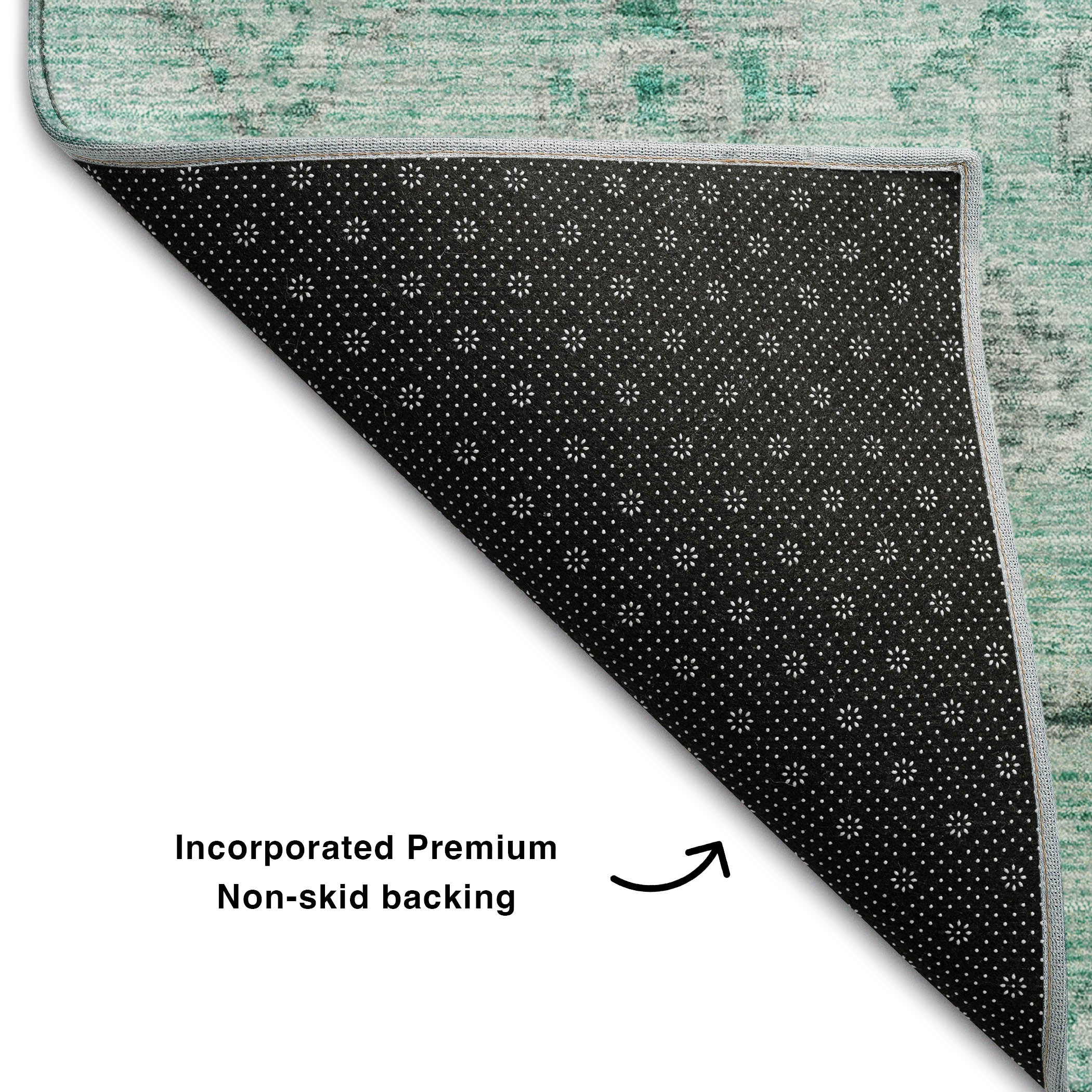 Bogota Machine Washable Traditional Teal Rug 1'8" x 2'6" #shape_Rectangle