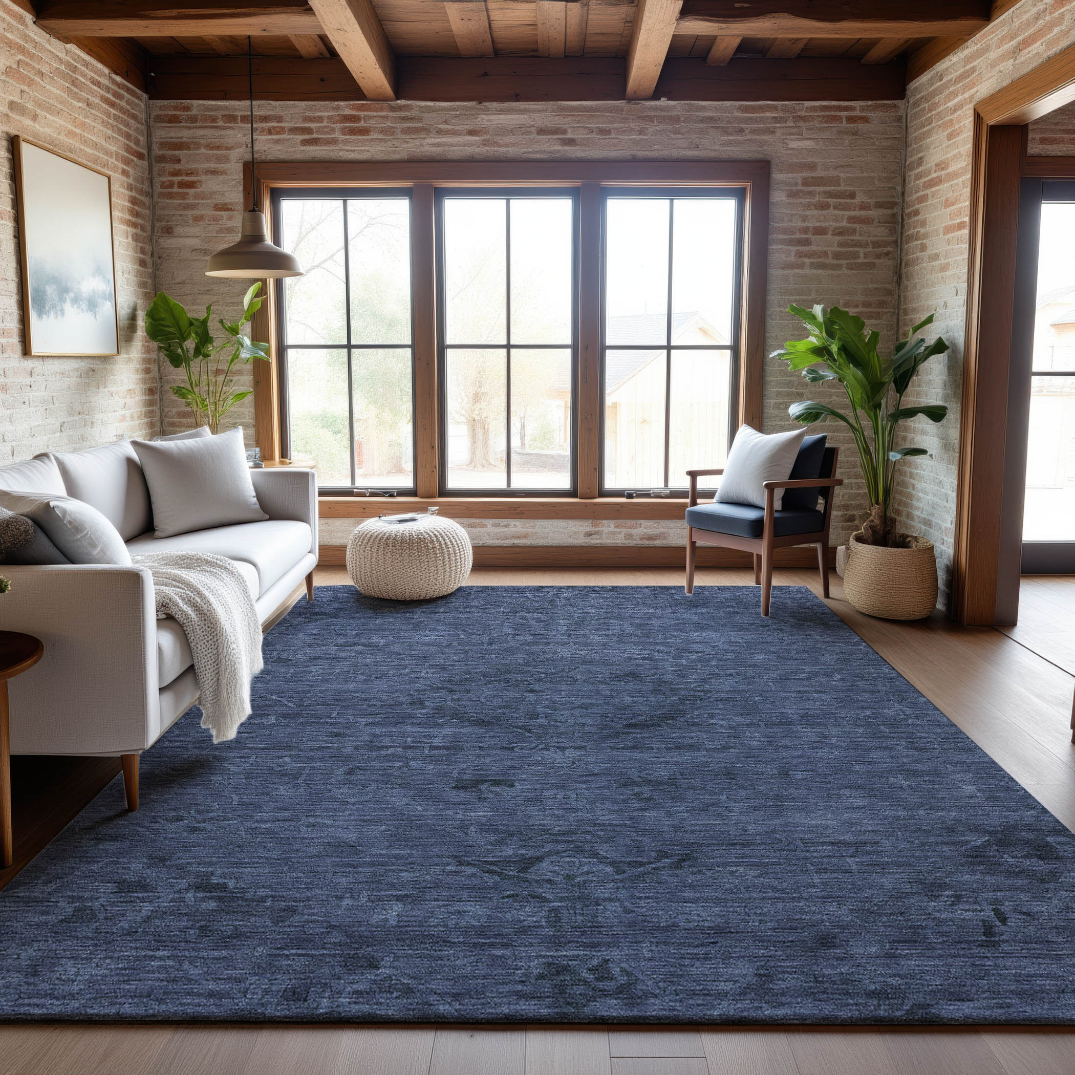 Salzburg Machine Washable Traditional Navy Blue Rug 2'6" x 3'10" #shape_Rectangle