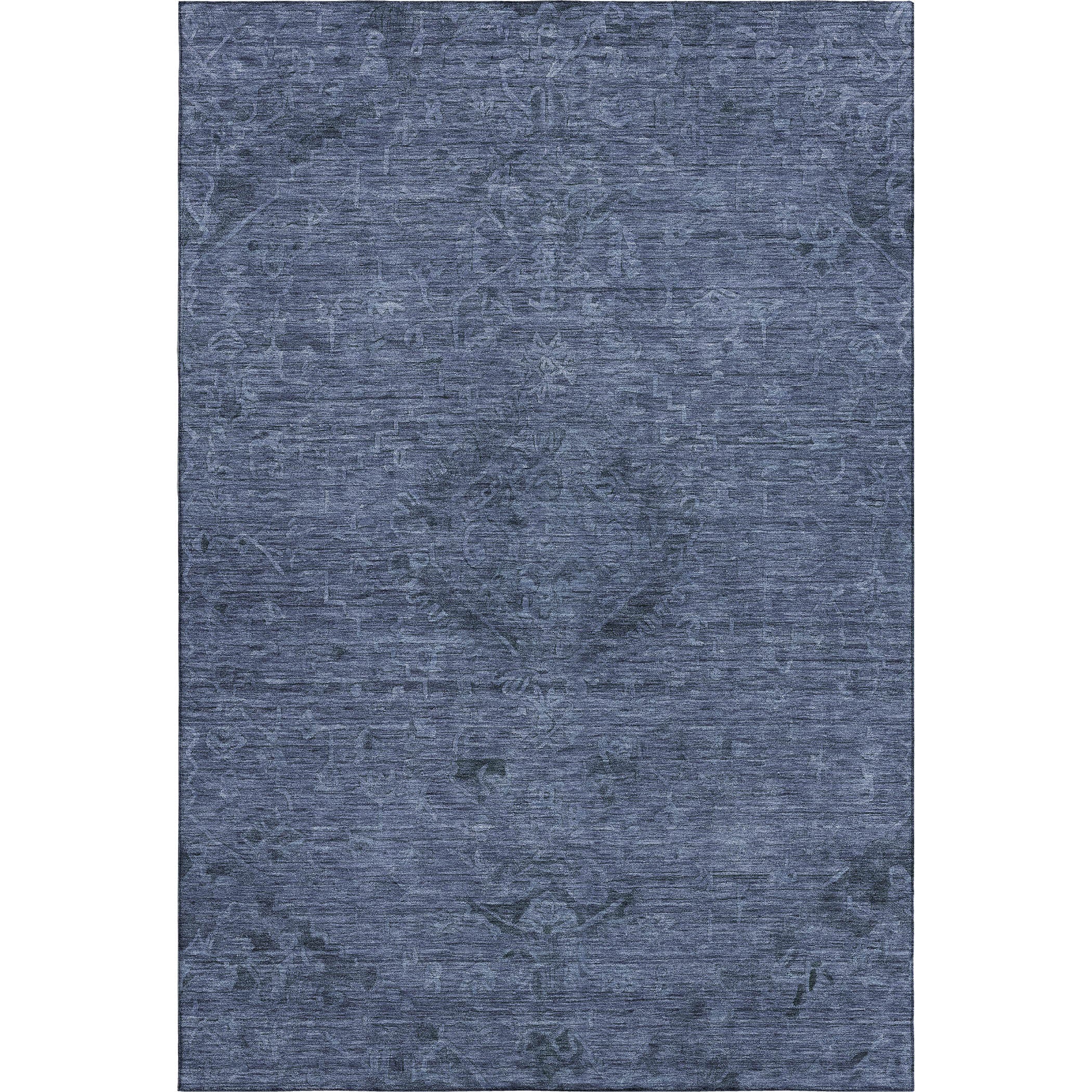 Salzburg Machine Washable Traditional Navy Blue Rug 2'6" x 3'10" #shape_Rectangle