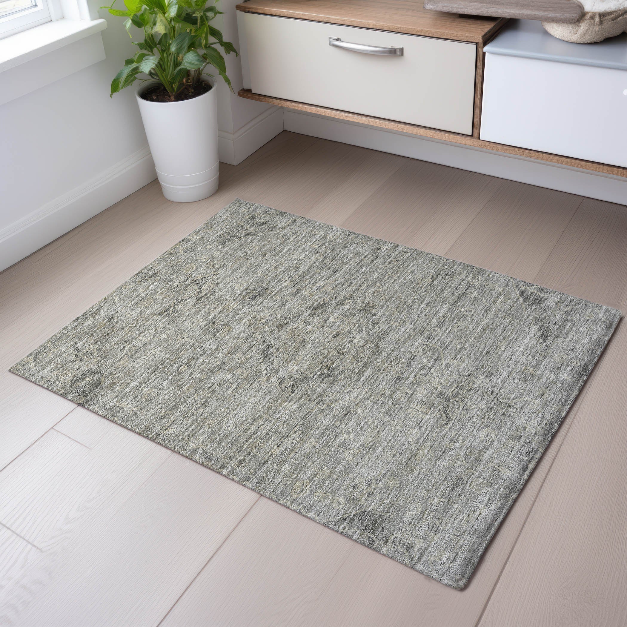 Salzburg Machine Washable Traditional Pewter Gray Rug 1'8" x 2'6" #shape_Rectangle