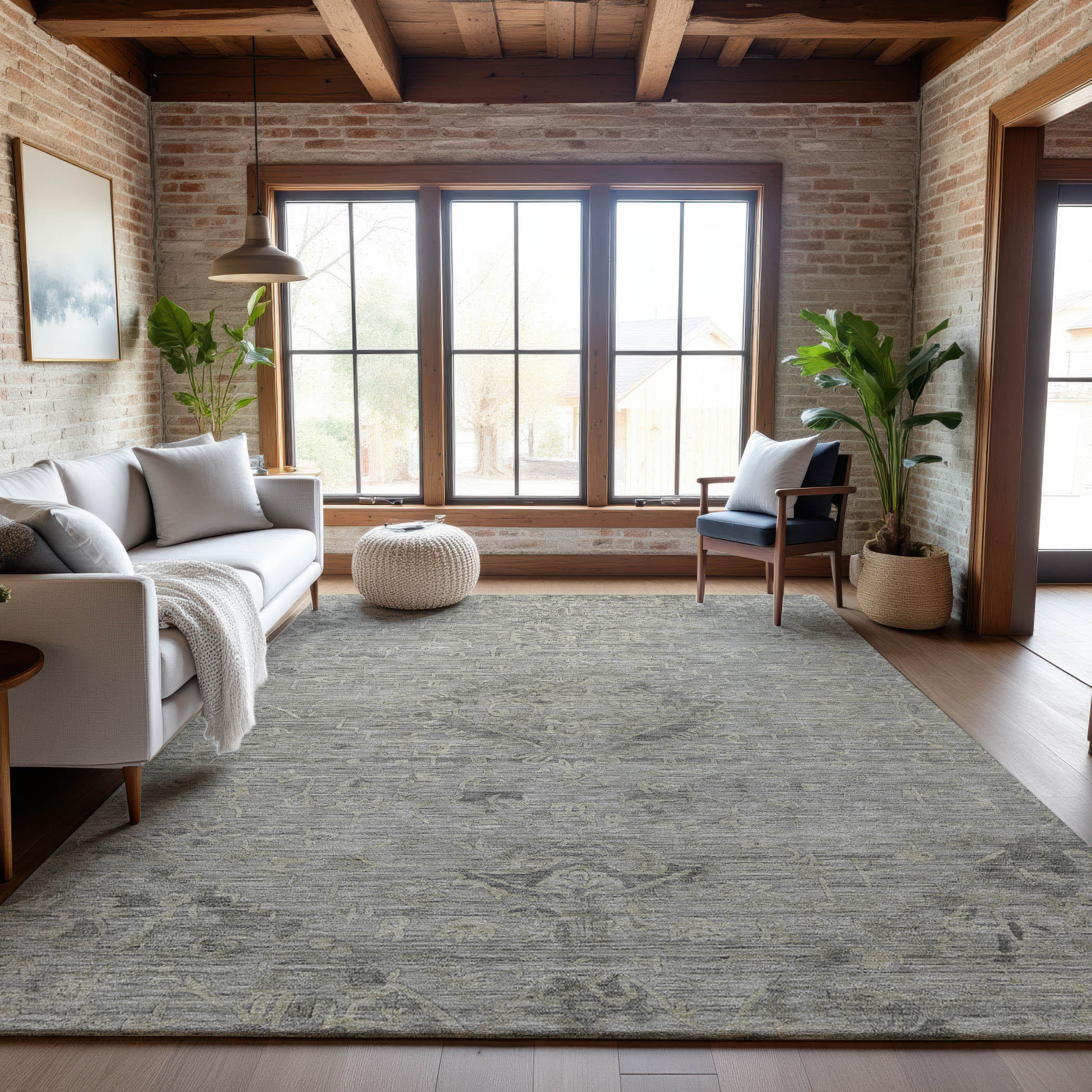 Salzburg Machine Washable Traditional Pewter Gray Rug 2'6" x 3'10" #shape_Rectangle