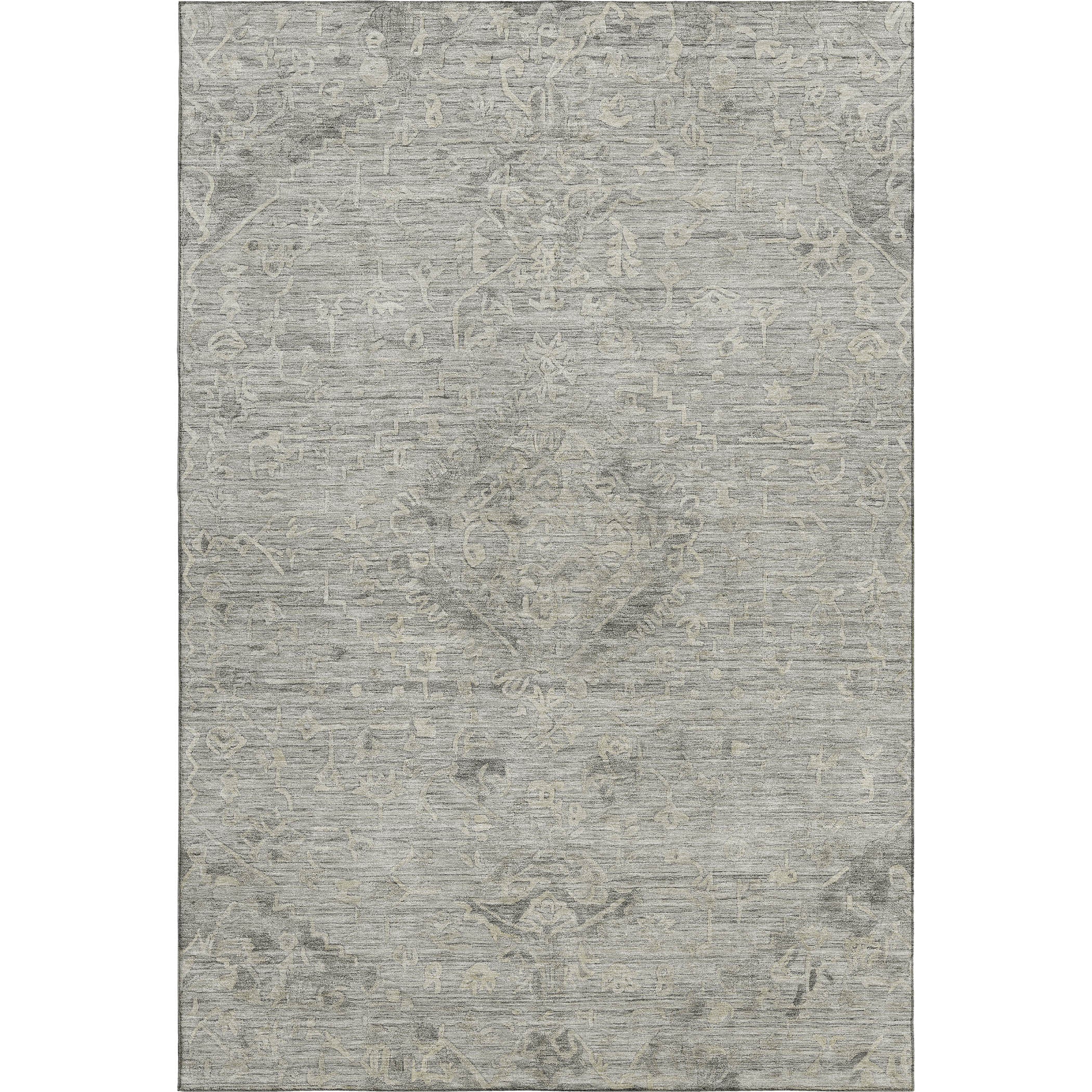 Salzburg Machine Washable Traditional Pewter Gray Rug 2'6" x 3'10" #shape_Rectangle