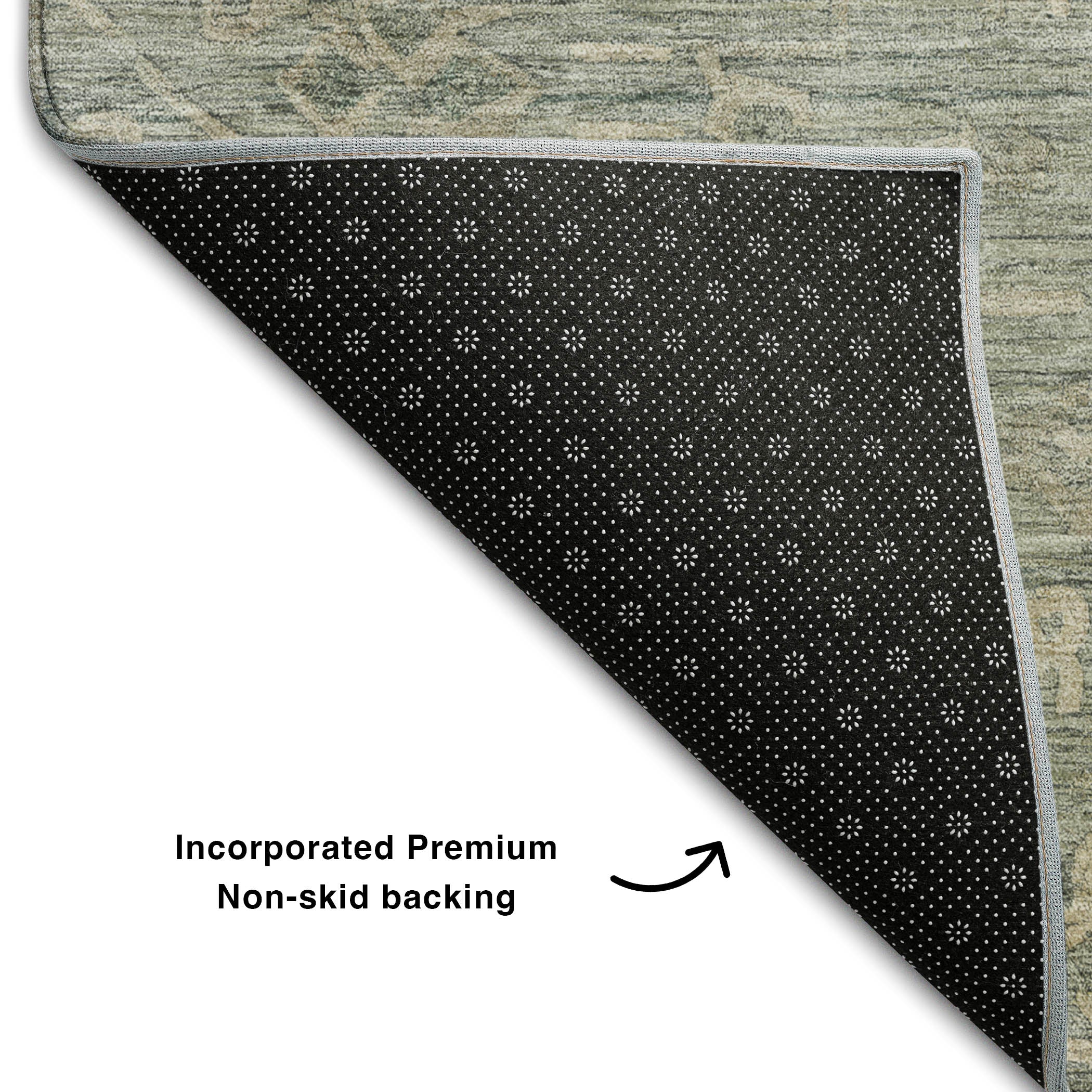 Salzburg Machine Washable Traditional Sage Green Rug 1'8" x 2'6" #shape_Rectangle