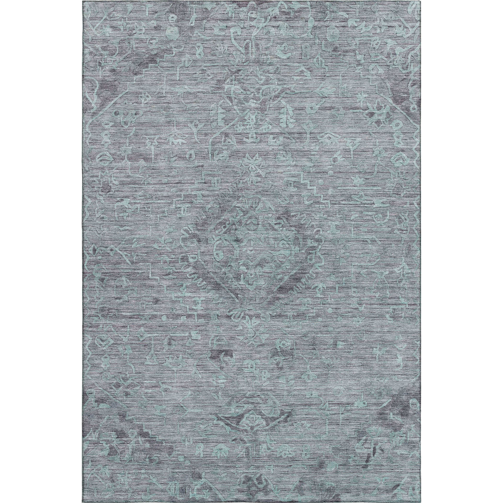 Salzburg Machine Washable Traditional Teal Rug 2'6" x 3'10" #shape_Rectangle