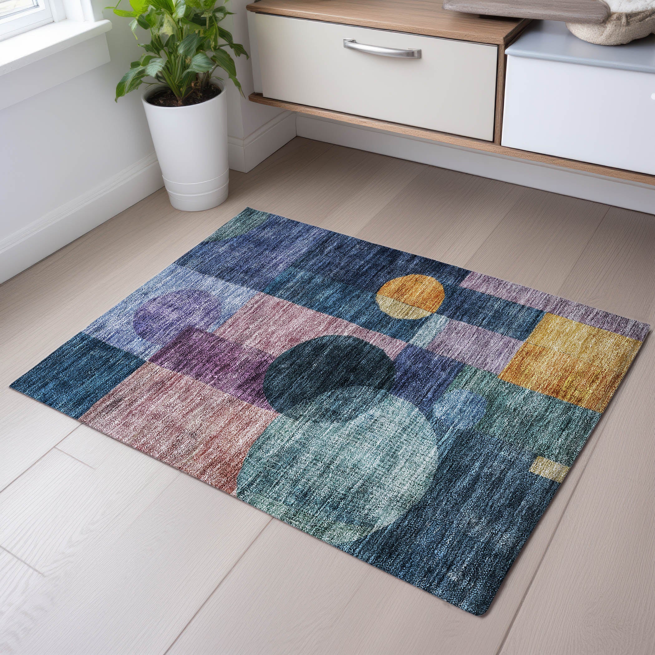 Lucerne Machine Washable Transitional Blue Rug 1'8" x 2'6" #shape_Rectangle