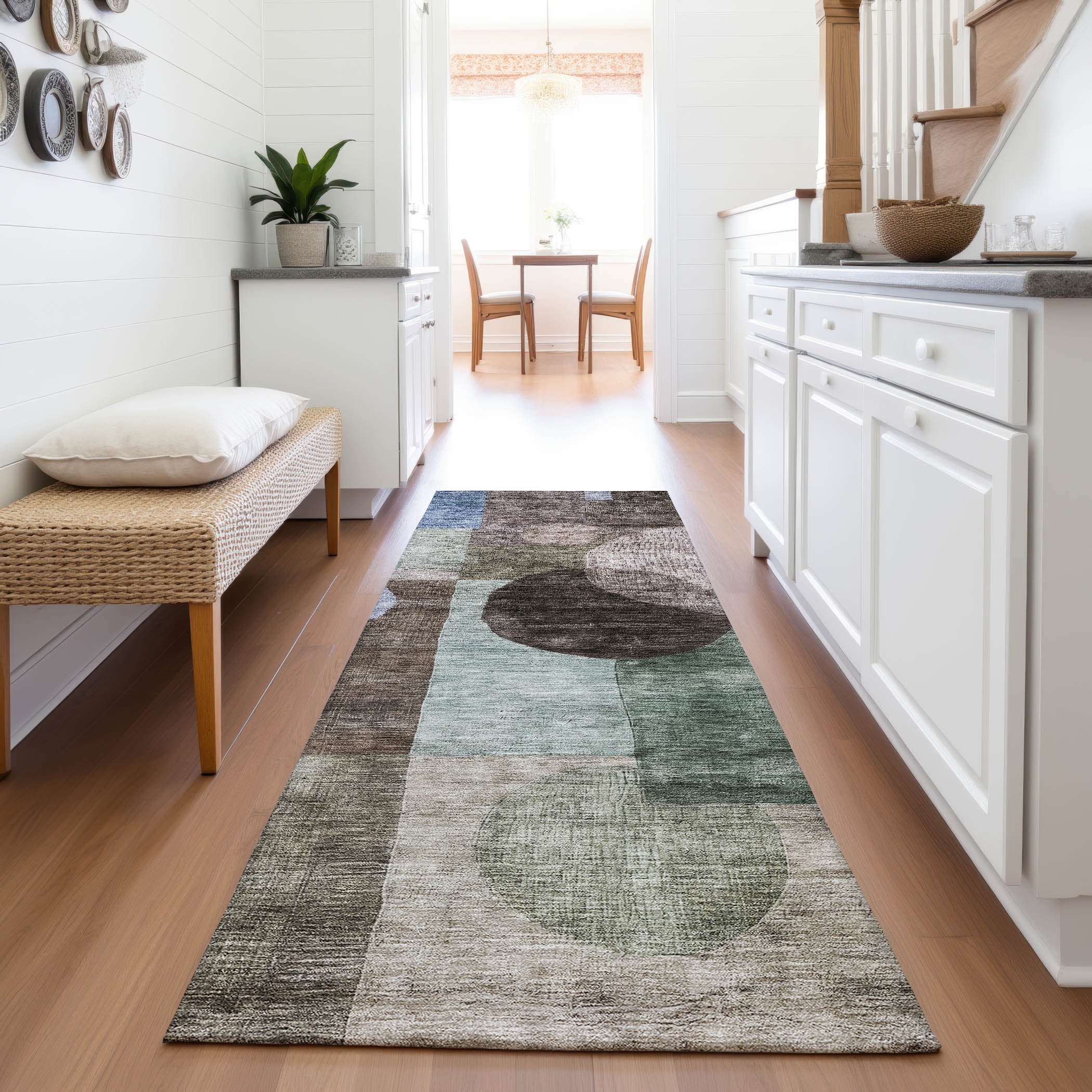 Lucerne Machine Washable Transitional Brown Rug 2'3" x 7'6" #shape_Runner