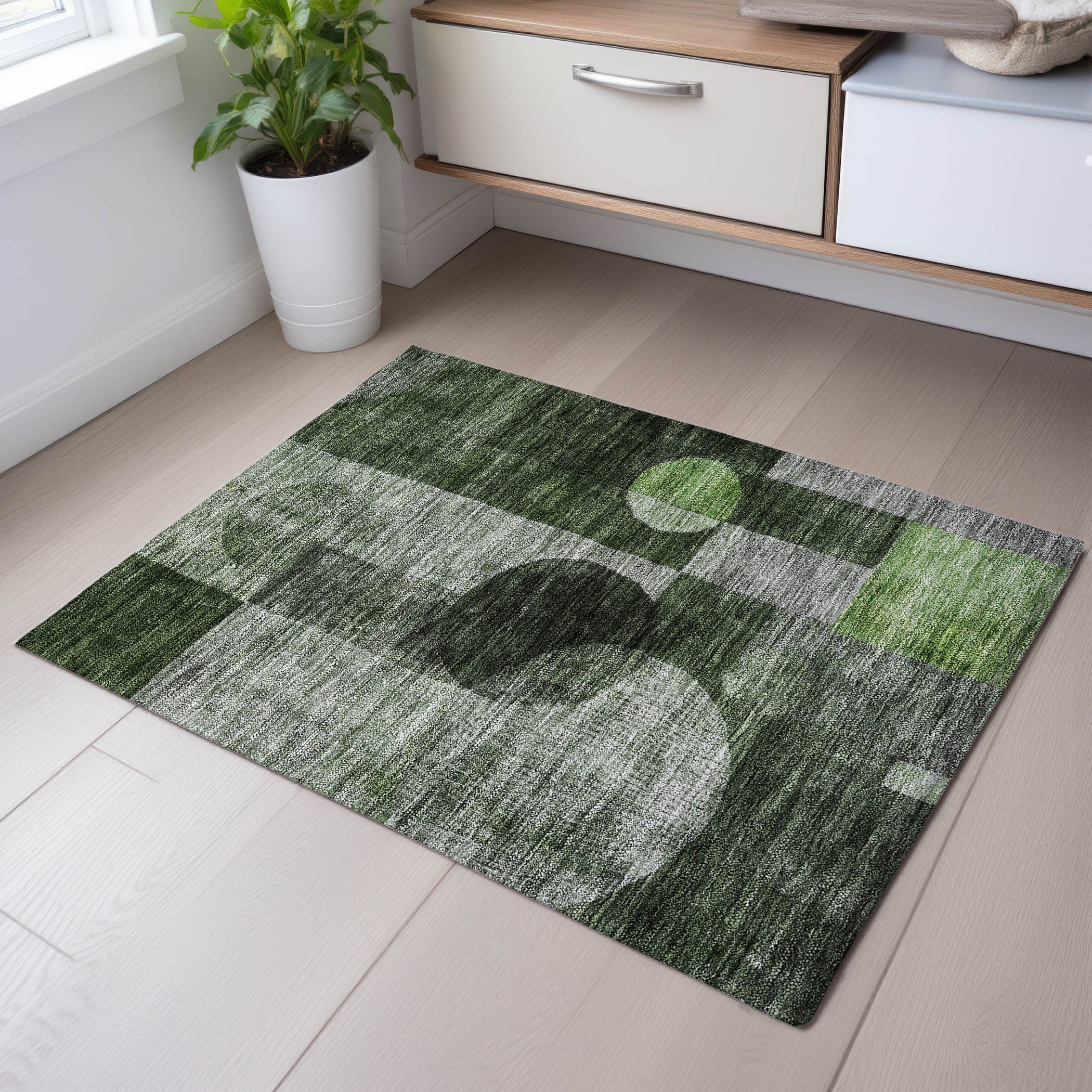 Lucerne Machine Washable Transitional Fern Green Rug 1'8" x 2'6" #shape_Rectangle