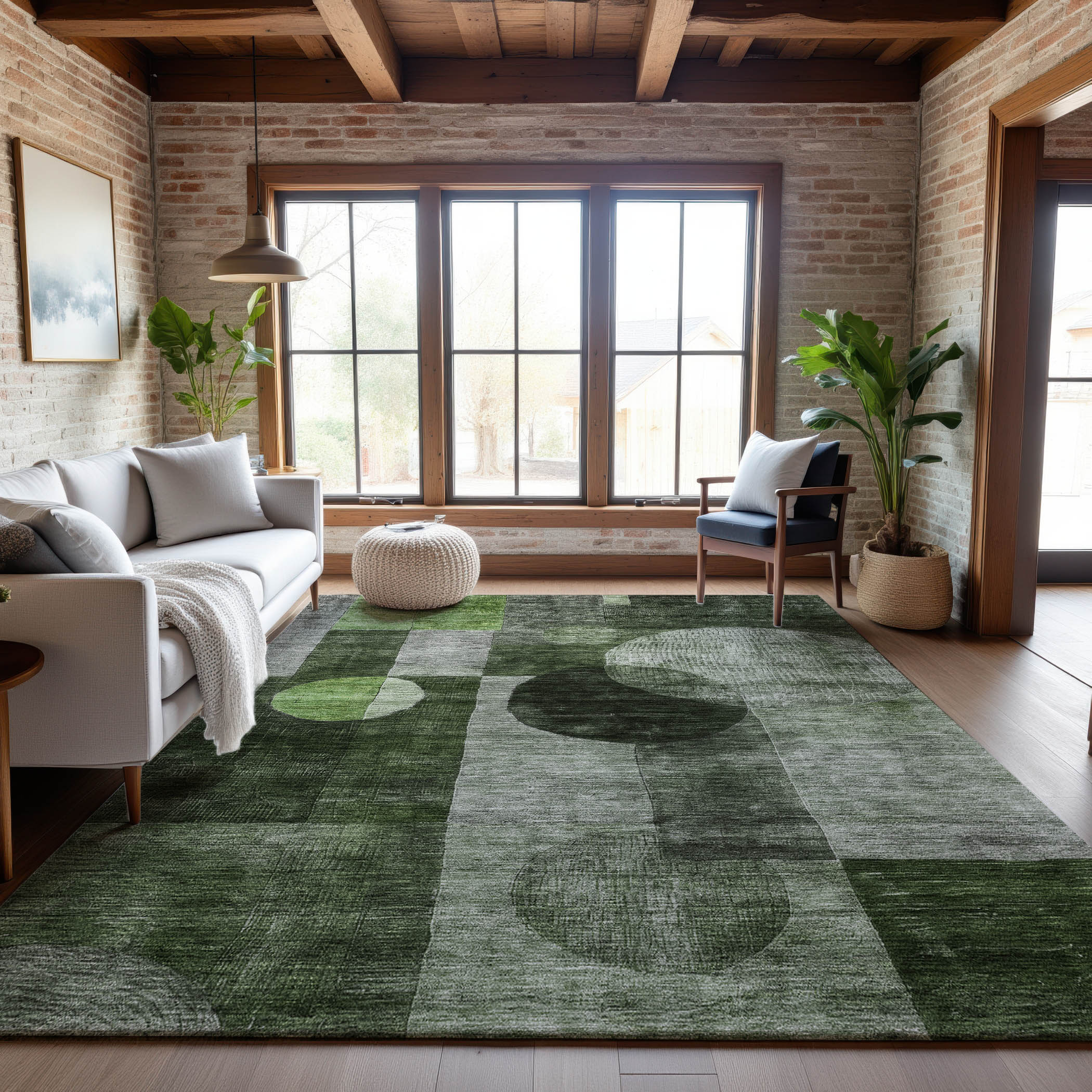Lucerne Machine Washable Transitional Fern Green Rug 2'6" x 3'10" #shape_Rectangle